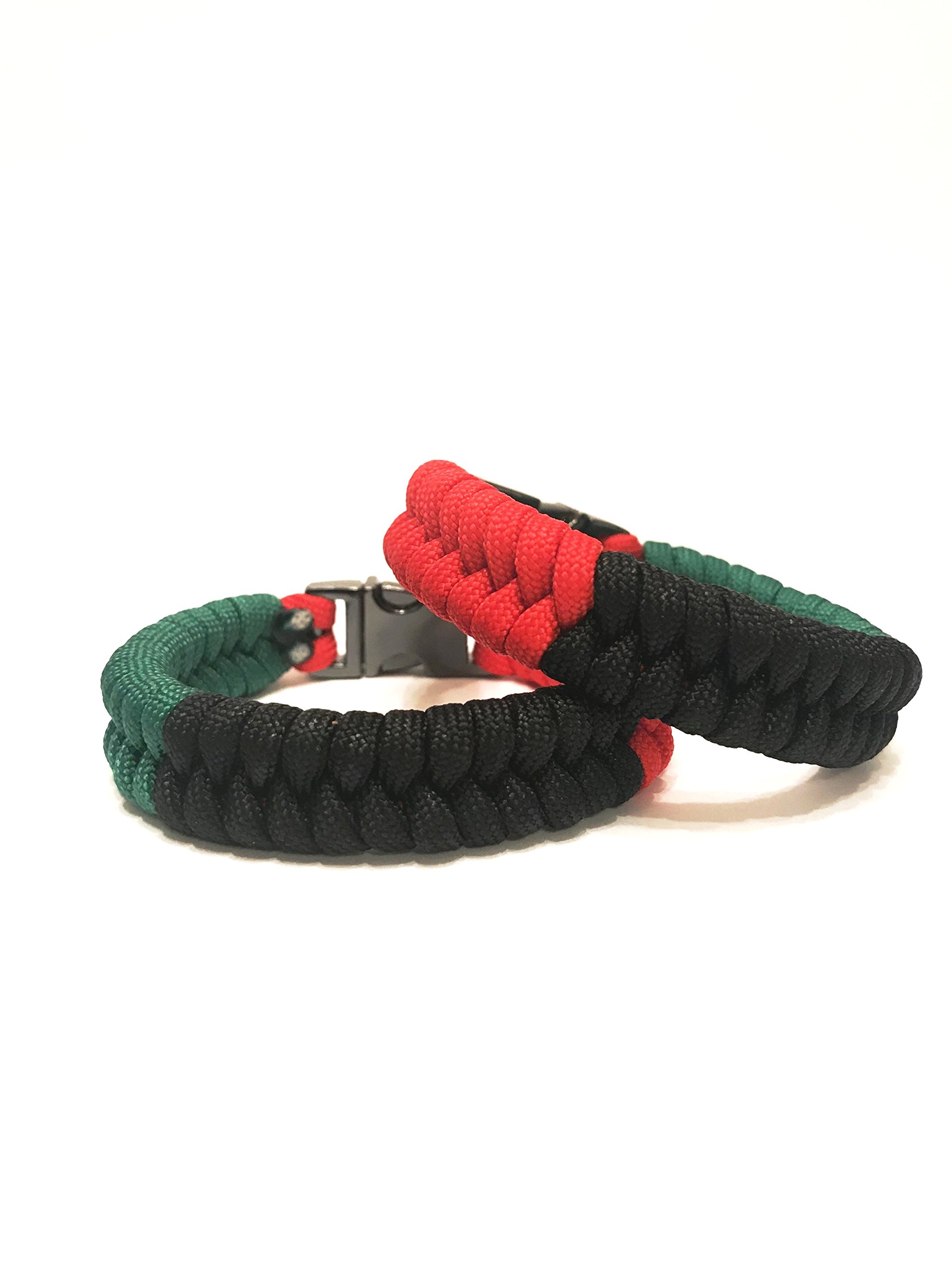 African American Flag Paracord Bracelet for Men & Women - Adjustable Size 8.5 - Patriotic Outdoor Survival Gear for Camping, Hiking & Everyday Wear