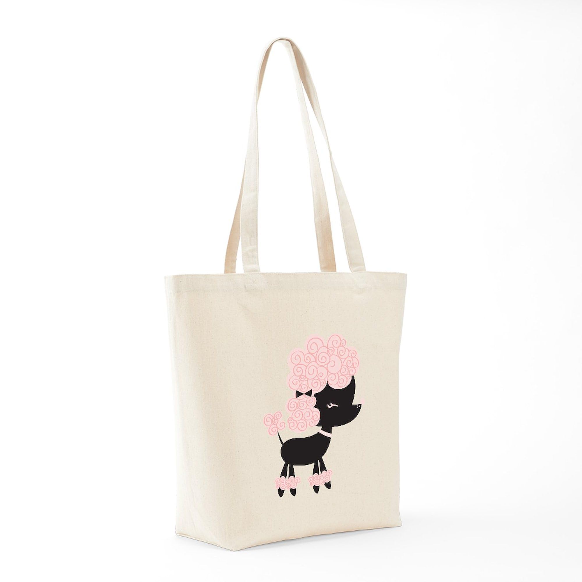 French Poodle Tote Bag - Natural Canvas Reusable Shopping Bag for Women | Eco-Friendly Grocery Tote, Beach Bag & Everyday Carry | Cute Dog Lover Gift