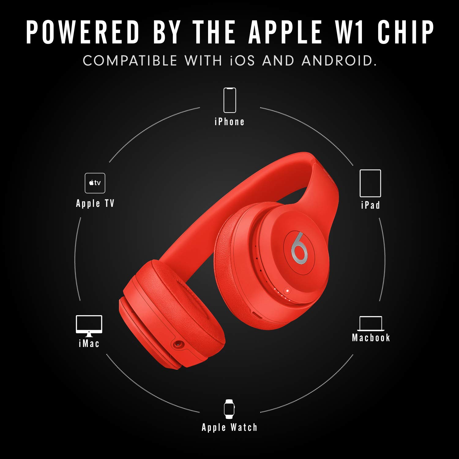 Beats Solo3 Wireless On-Ear Headphones with Apple W1 Chip - Bluetooth Headset, 40-Hour Battery Life, Built-in Mic - Red (Perfect for Gym, Travel & Music Lovers)
