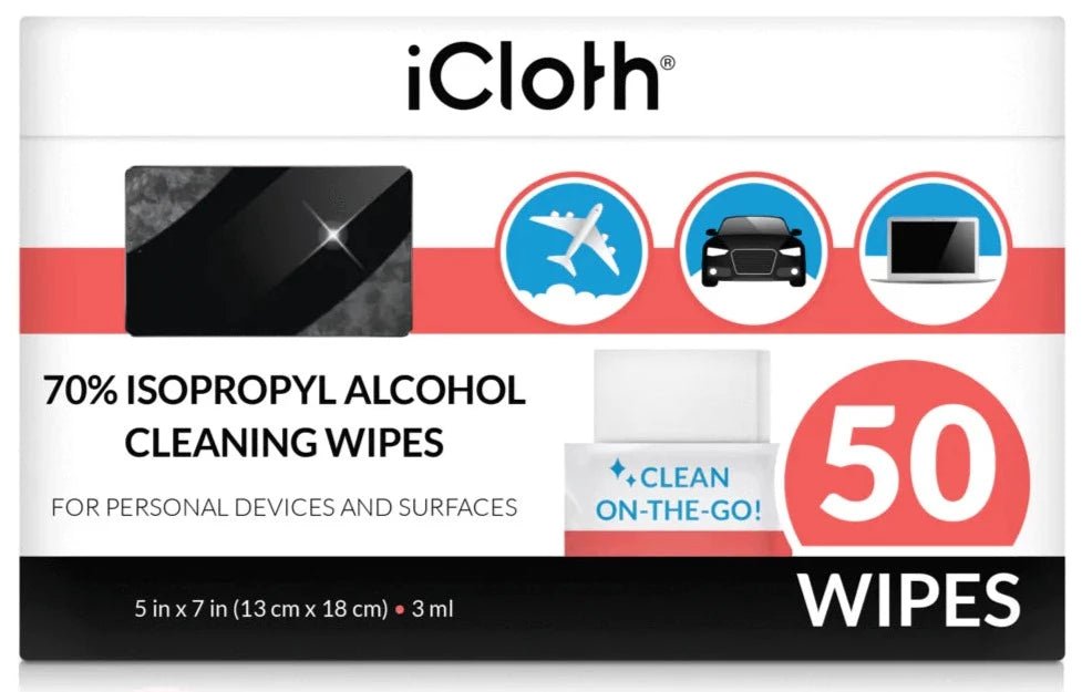 Premium iCloth Lint-Free Microfiber Cleaning Wipes - Streak-Free for Glasses, Screens, Cameras & Electronics - 50 Pack Reusable & Washable