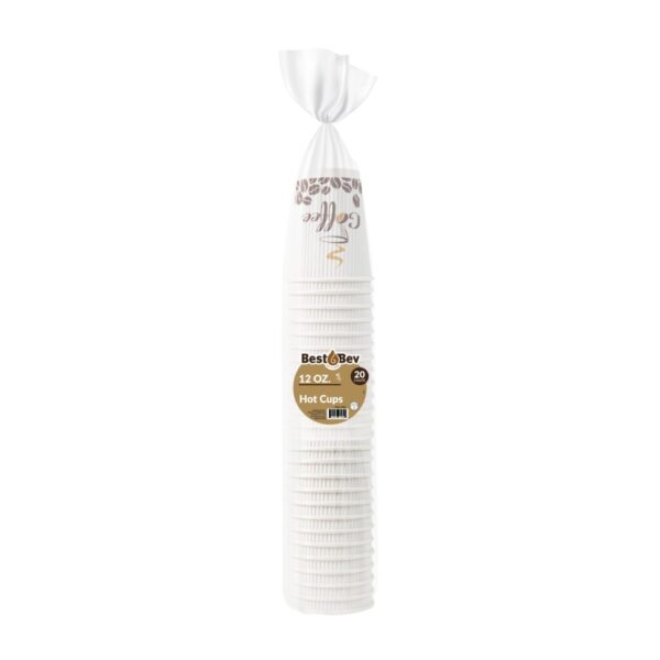 12 oz. Ripple Paper Coffee Cups - 20 Count, Disposable Hot Drink Cups for Coffee, Tea, Hot Chocolate - Perfect for Office, Cafes, Parties, and Events