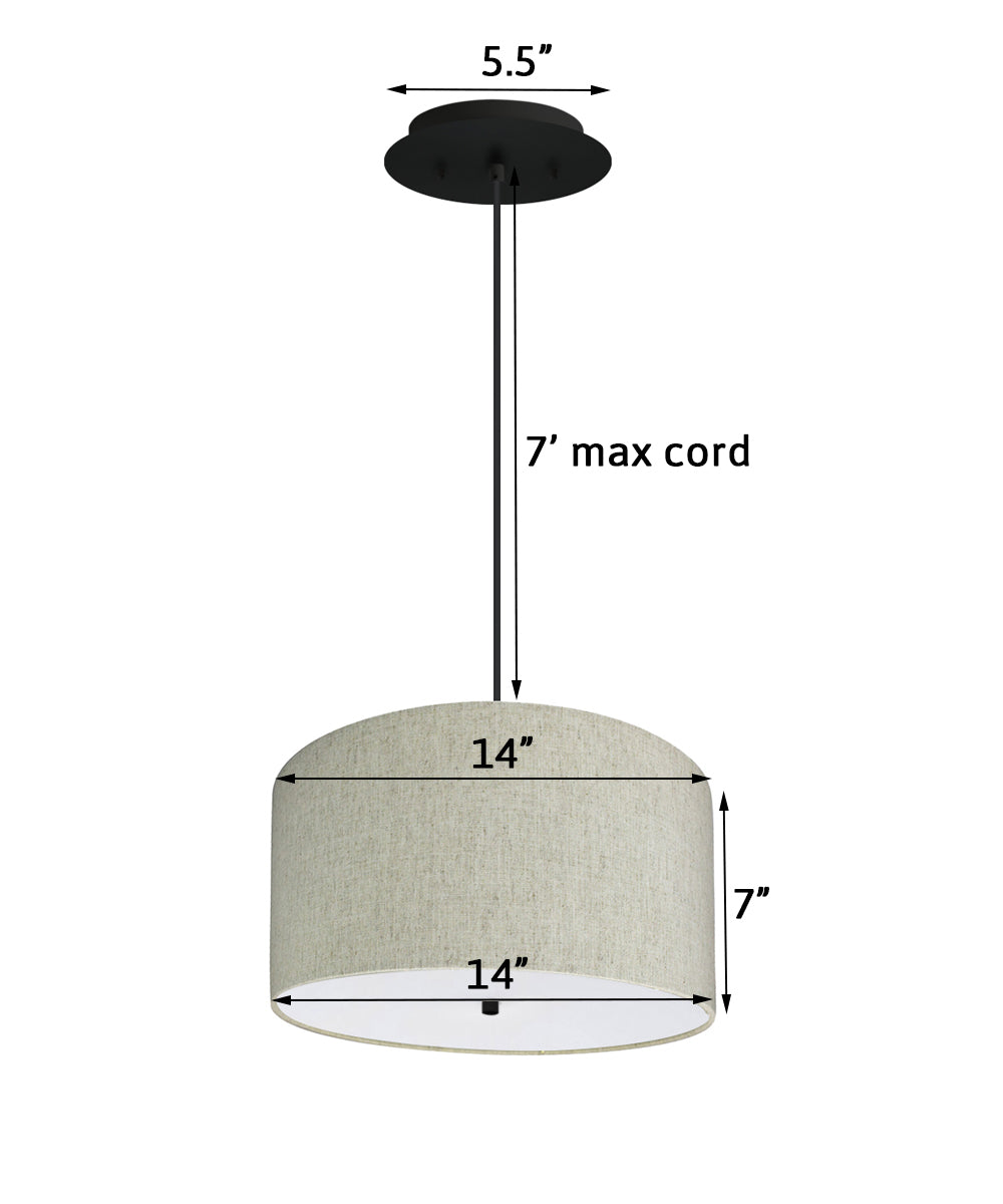 14W 2-Light Modern Pendant Lighting with Textured Oatmeal Shade & Diffuser - Black Cord for Kitchen Island, Dining Room or Bedroom Lighting