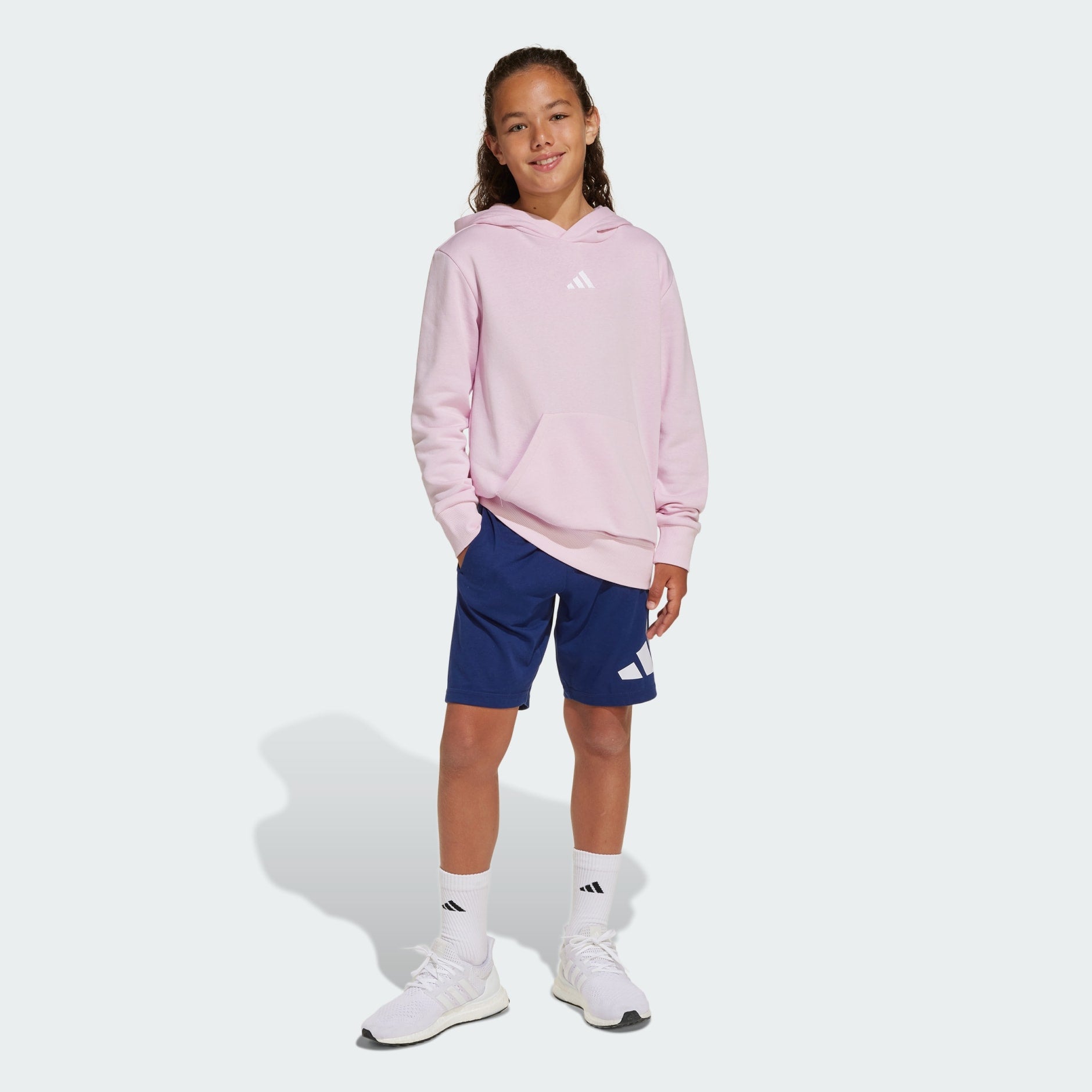 Adidas Kids' Essentials Fleece Pink Hoodie - Soft & Cozy Pullover for Boys & Girls - Perfect for School, Playdates & Outdoor Activities