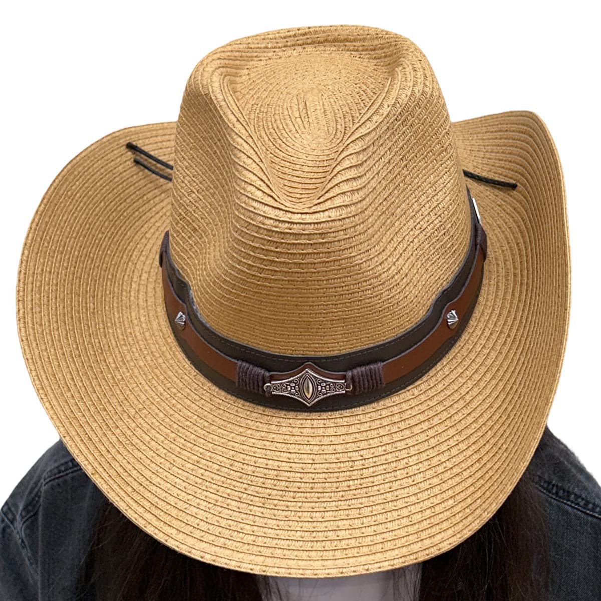 Stylish Straw Cowboy Hat for Men & Women - Classic Western Sun Hat with Wide Brim - Perfect for Rodeo, Beach, Outdoor & Country Events