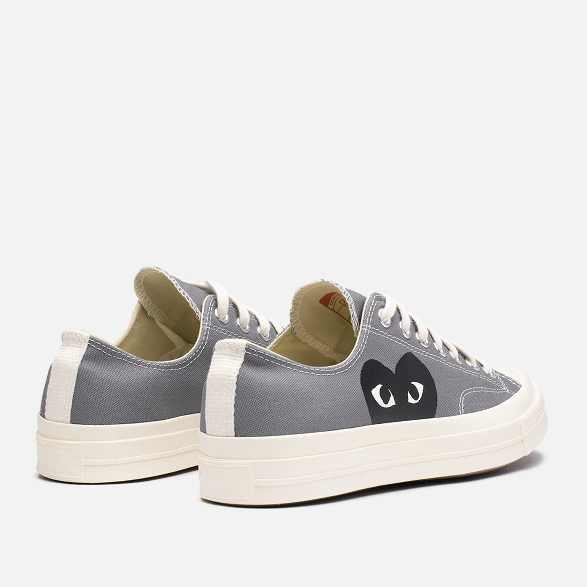 CDG PLAY x Converse Chuck 70 Ox Sneakers - Black Heart & Steel Grey | Unisex High-Top Canvas Shoes for Streetwear & Casual Outfits