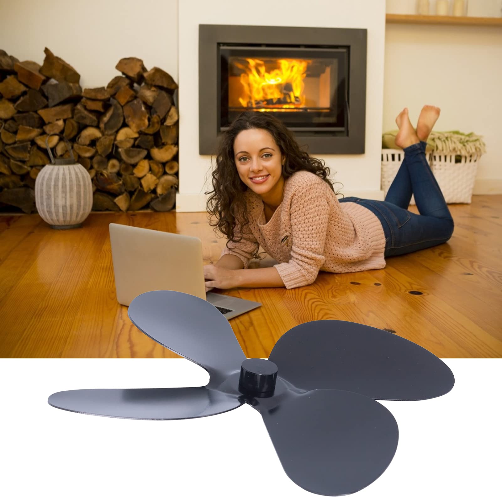 Universal Rust-Proof Fireplace Fan Blade Replacement - 4-Leaf Design for Wood Burning Stoves & Fireplaces | Perfect for Home Heating & Cozy Winter Nights