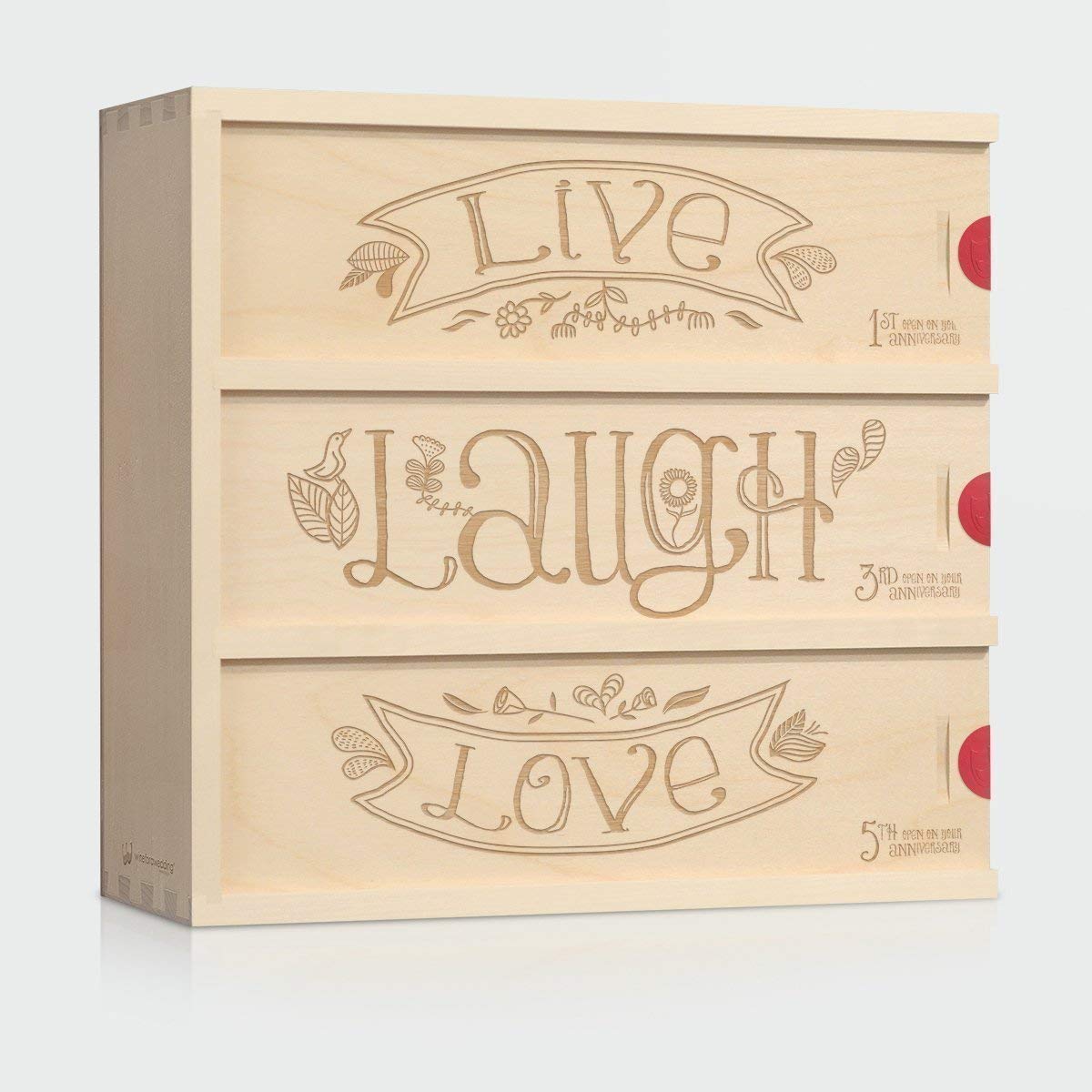 Anniversary Wine Box - Romantic Wedding Gift for Couples - Engraved Live Laugh Love Wine Box Set - Perfect for Anniversaries, Weddings & Special Occasions - WineforaWedding®