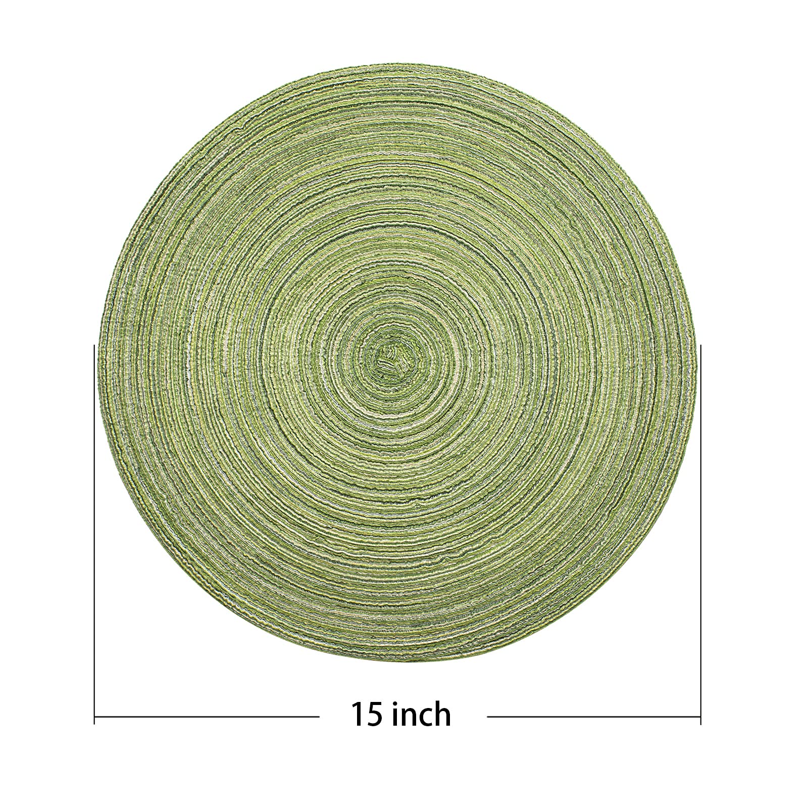 AHHFSMEI 6-Pack Round Braided Placemats - 15 Inch Natural Woven Heat-Resistant Table Mats for Dining - Light Green | Perfect for Dinner Parties, Kitchen Decor & Holiday Table Settings