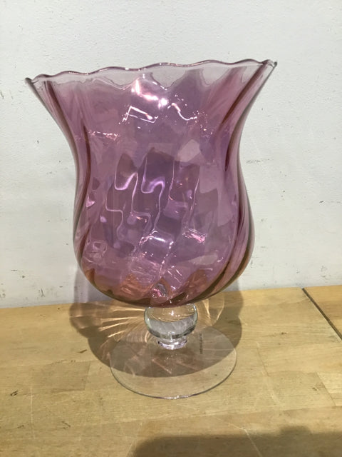 9.5 Inch Lavender Swirl Glass Vase - Elegant Home Decor for Flowers, Centerpieces, and Wedding Decorations