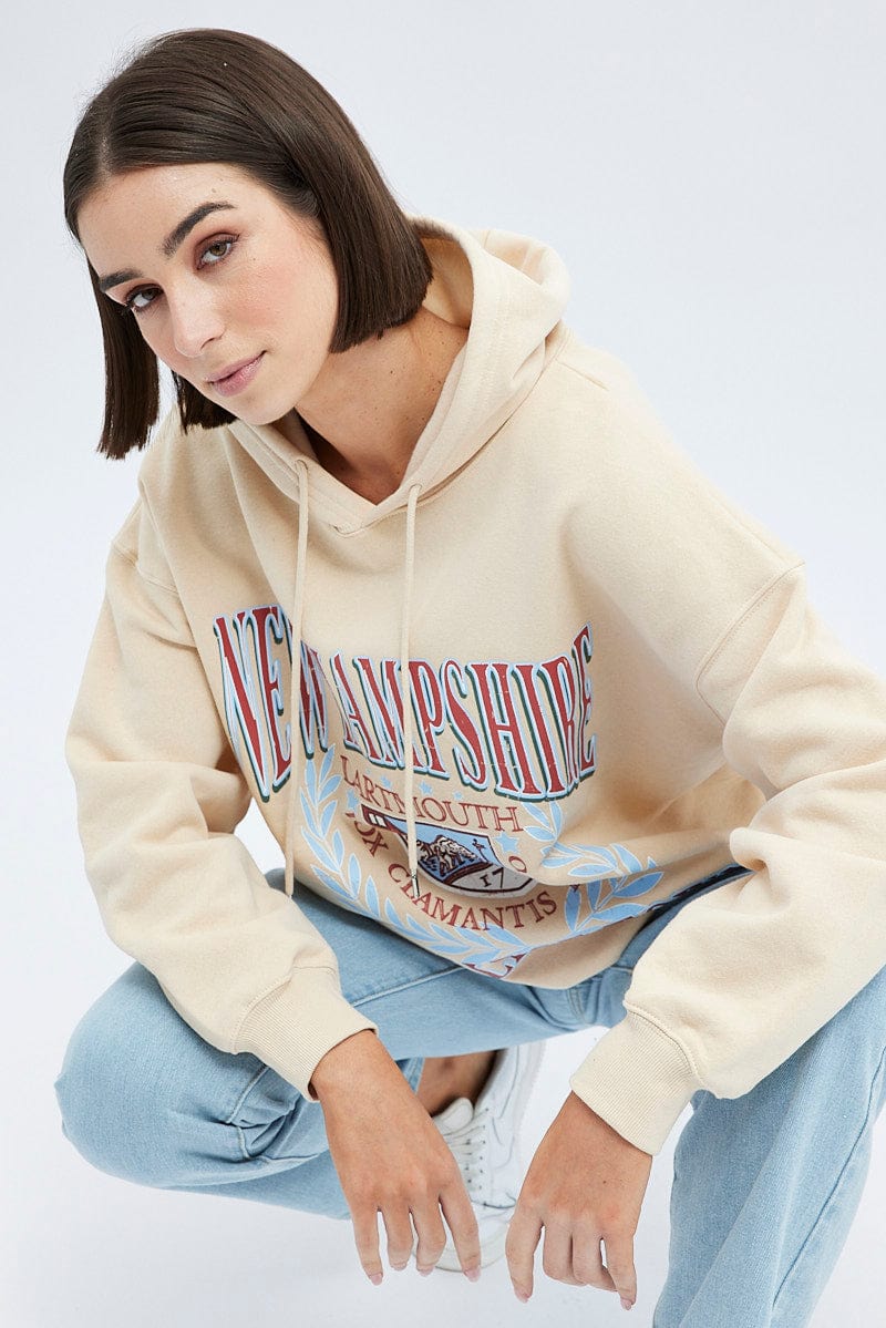 Stylish Beige Graphic Print Sweater for Women - Cozy Long Sleeve Pullover for Fall & Winter - Perfect for Casual Outfits, Office Wear and Holiday Gatherings