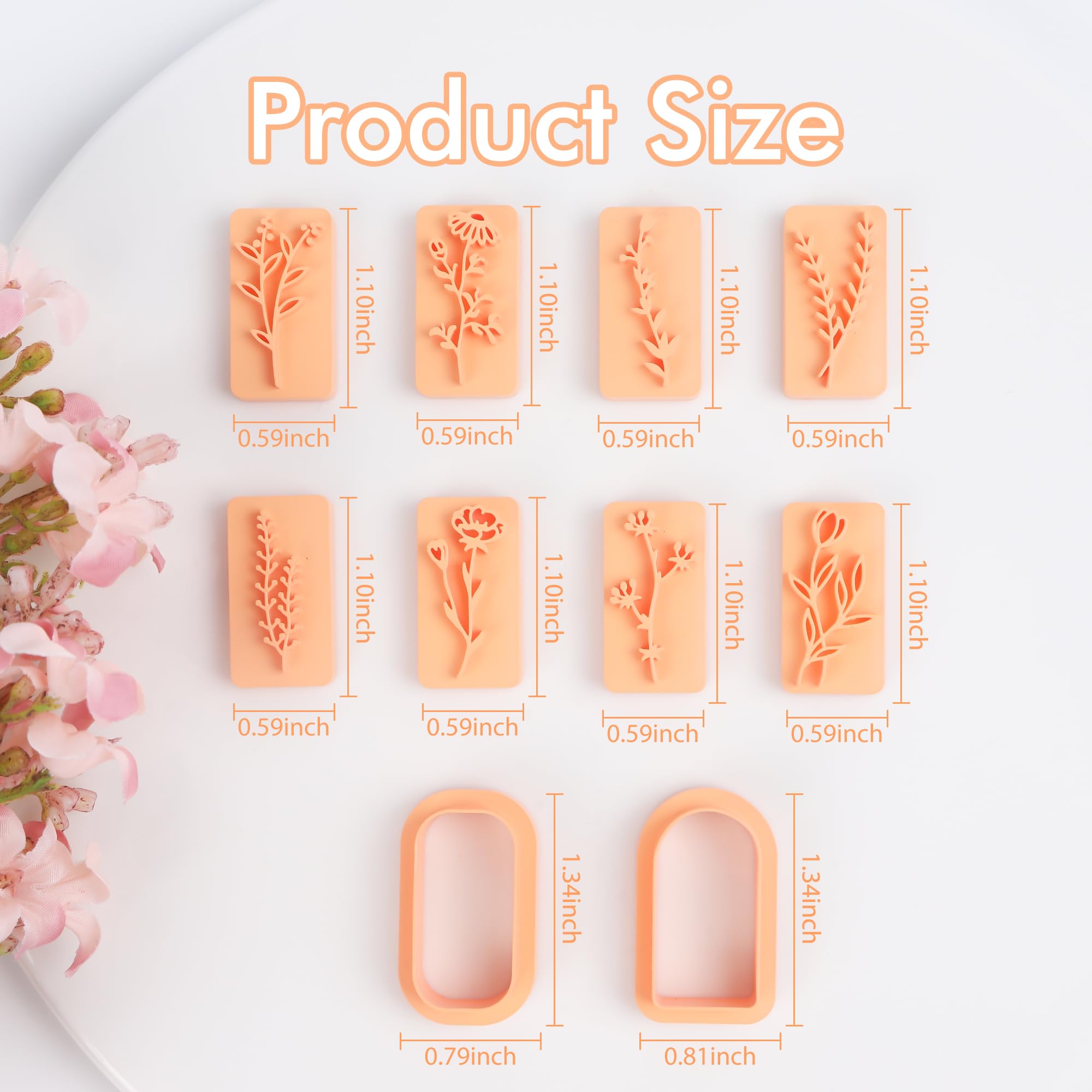 10 Pcs Flower Clay Cutters for Polymer Clay Jewelry Making - Embossed Floral Earring Cutters, Arch Frame Cutters & Plant Stamps - DIY Jewelry, Earrings & Home Decor Crafts