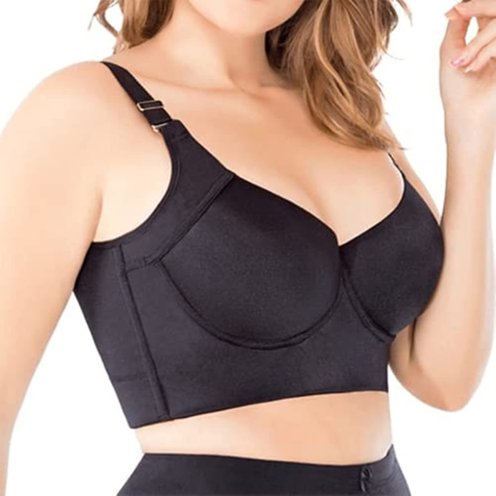 Rosyclo Women's Full Coverage Push Up Sports Bra - Deep Cup, Back Fat Control with Built-in Shapewear for Comfort & Support - Perfect for Workouts, Yoga & Everyday Wear