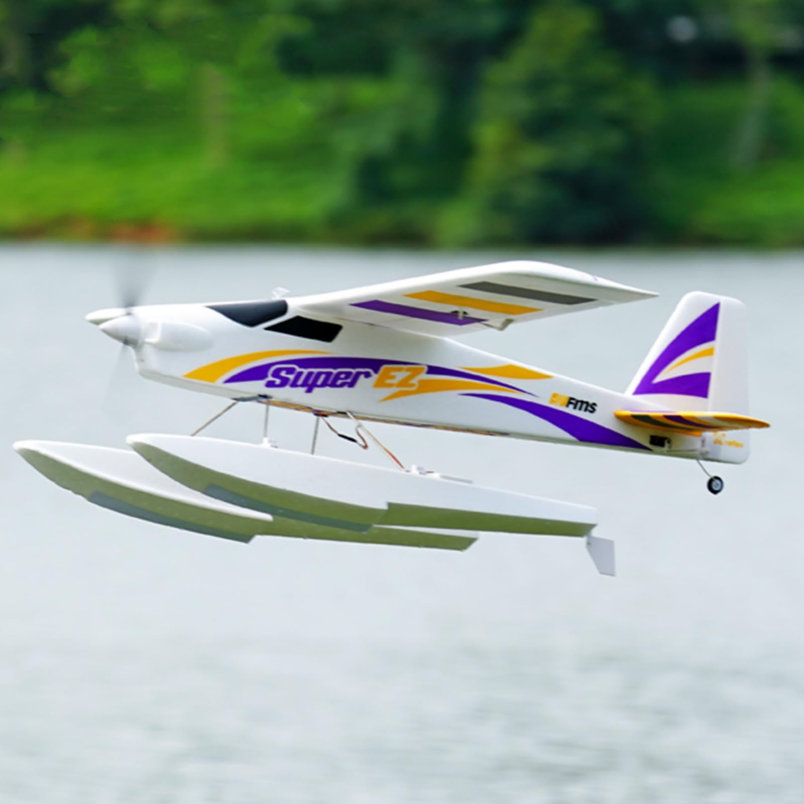 FMS RC Airplane for Adults - Super EZ Trainer V4 RTF Ready to Fly Remote Control Plane with Reflex Gyro System, 1220mm Wingspan, 4CH Water Sea Plane with Floats (Includes Transmitter, Receiver & Battery) - Perfect for Beginners, Water Landings & Outdoor RC Flying Adventures