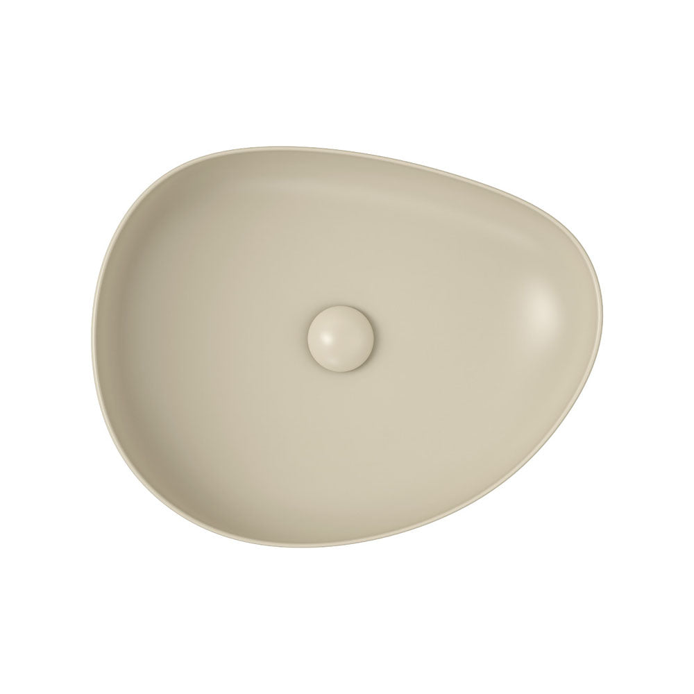 Fienza RB487MK Pebble Medium Above Counter Bathroom Sink, Matte Khaki - Modern Vanity Basin for Powder Room & Guest Bath Decor