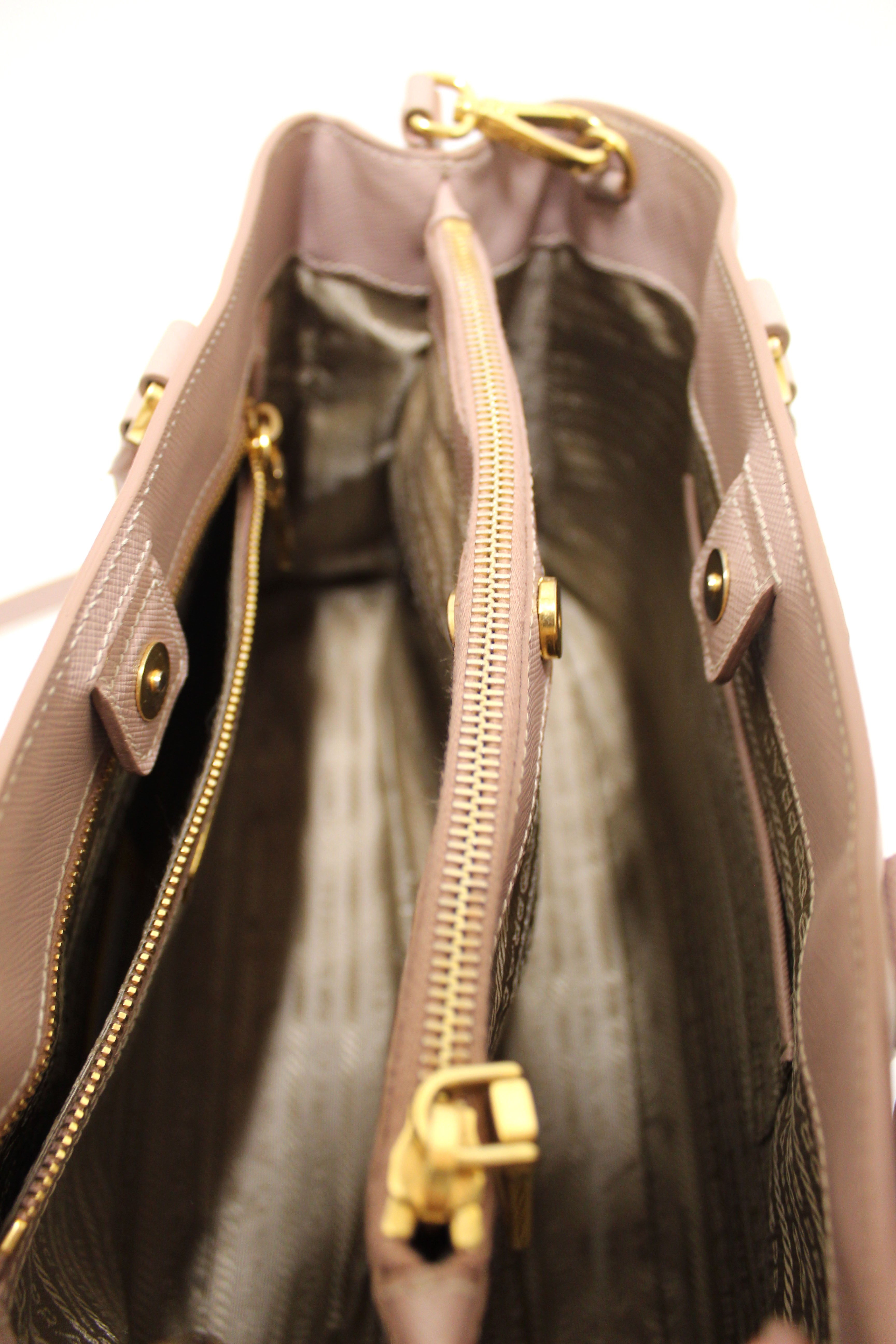 Authentic Prada Light Pink Galleria Saffiano Lux Leather Medium Tote Bag for Women - Luxury Designer Handbag for Work, Travel & Everyday Use