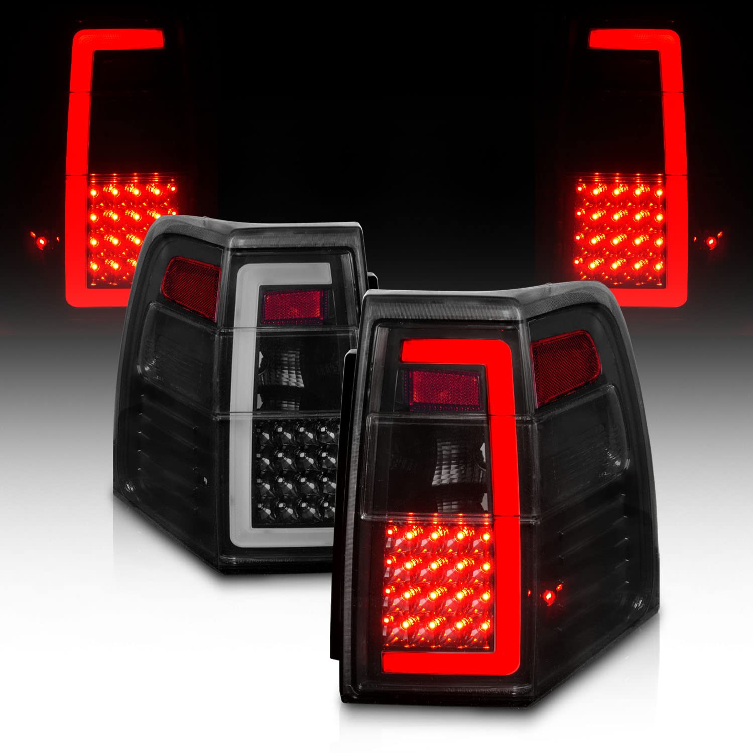 2007-2017 Ford Expedition LED Tail Lights - Sequential Turn Signal Smoke Black Replacement Set (Driver & Passenger Side) | Enhanced Visibility & Style for Night Driving & Custom Car Upgrades
