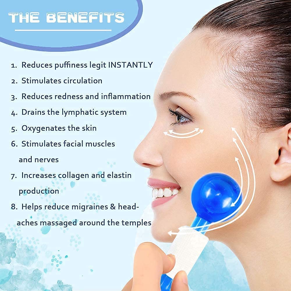 MAHOSTAV Facial Ice Globe - Cooling Face Roller Ball for Puffiness & Wrinkles, Smart Magic Massage Tool for Face & Neck, Spa & Skincare Routine, Perfect for Morning Routine & Post-Workout Recovery