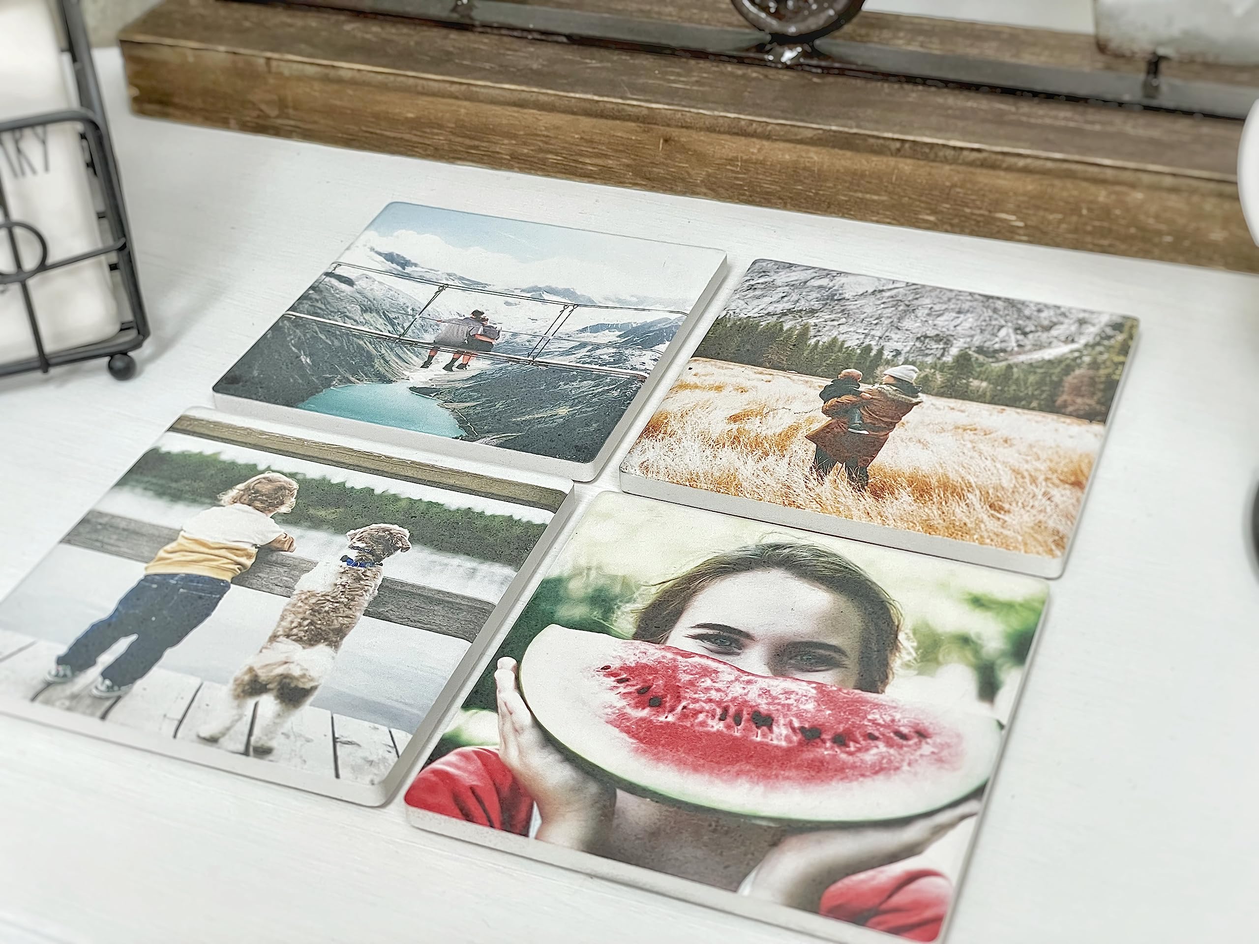 Personalized Photo Coasters - Absorbent Ceramic Drink Coasters Set of 6 | Custom Square Coasters for Coffee, Wine & Beer | Perfect Housewarming, Wedding, Birthday & Anniversary Gift Idea
