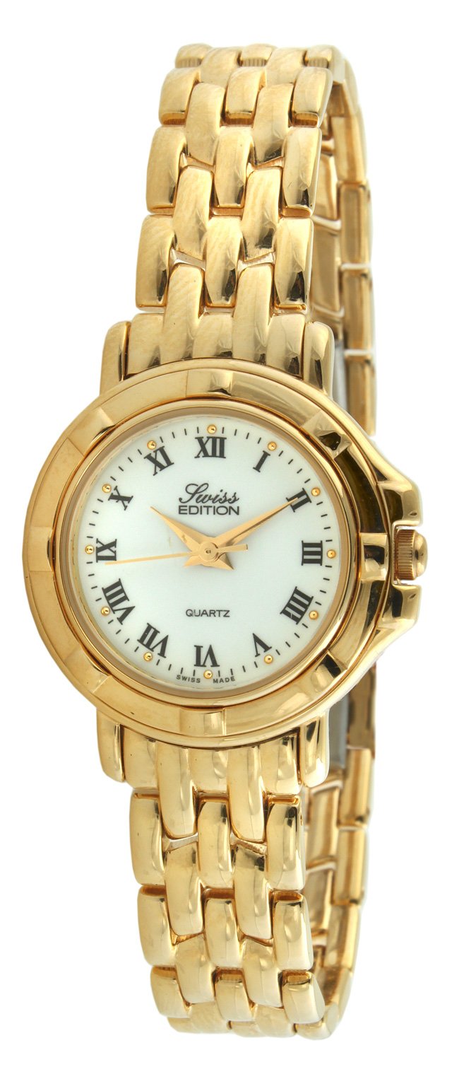 Luxury Swiss Women's Watch - 23k Gold Plated Dress Bracelet with Swiss Made Analog Quartz Movement | Elegant Timepiece for Business, Party & Special Occasions