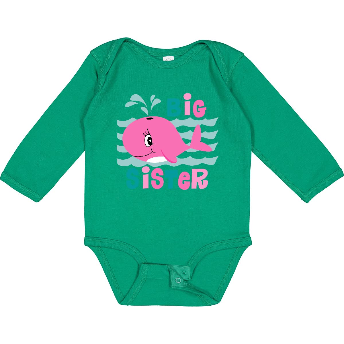 Inktastic Whale Big Sister Long Sleeve Baby Bodysuit - Adorable Matching Outfits for Siblings, Baby Shower Gifts & Family Photo Outfits