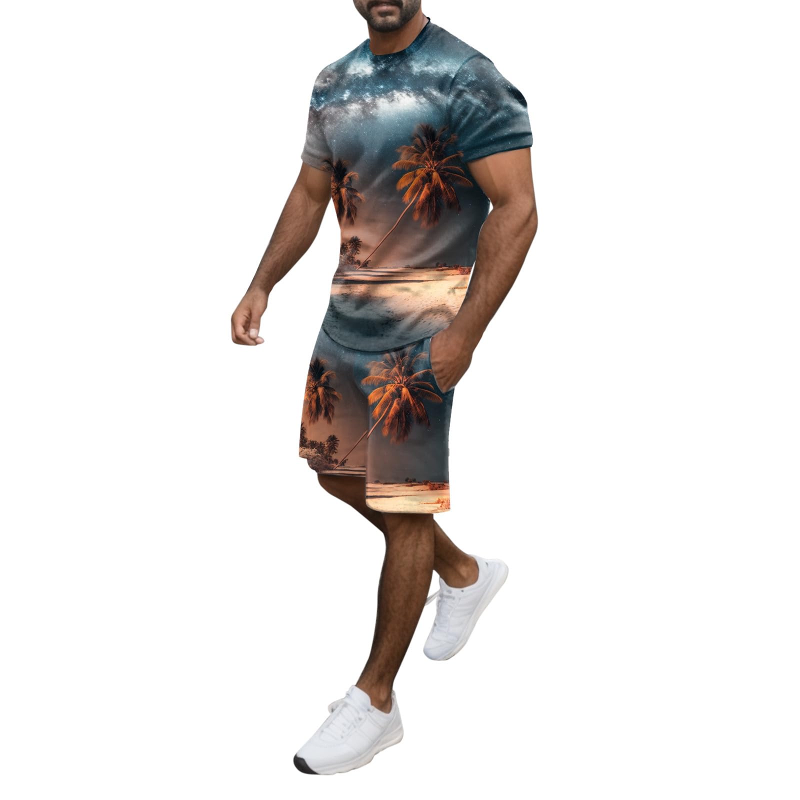 NQyIOS Men's 2-Piece Workout Set - Short Sleeve Muscle Tee & Athletic Shorts for Gym, Bodybuilding, Jogging | Striped Casual T-Shirt Set | Perfect for Christmas Gifts & Fitness Training