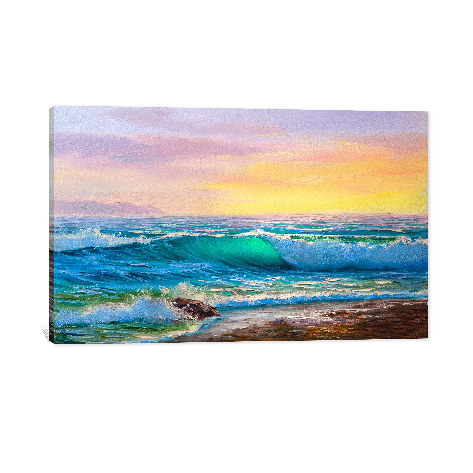 Ocean Wall Art - Blue Abstract Beach Themed Painting for Bathroom & Home Decor (32x48 Inches) | Coastal Wall Decor for Bathrooms, Living Rooms & Beach Houses