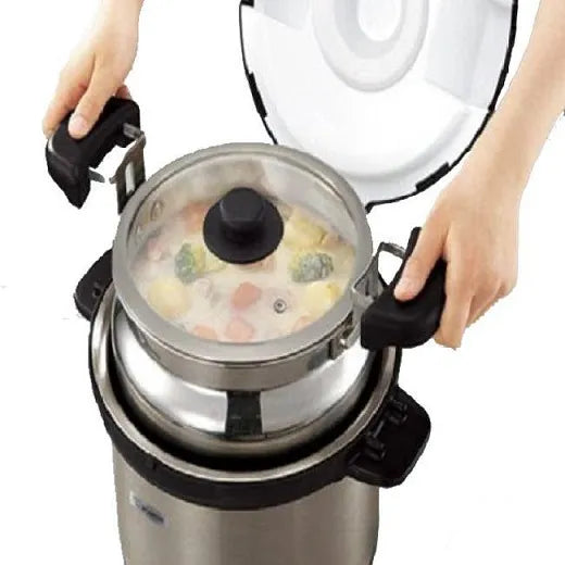 SN XAE80 8L Thermal Insulated Cooking Pot - Portable Slow Cooker for Camping, Picnics & Home Meal Prep - Stainless Steel Vacuum Food Container