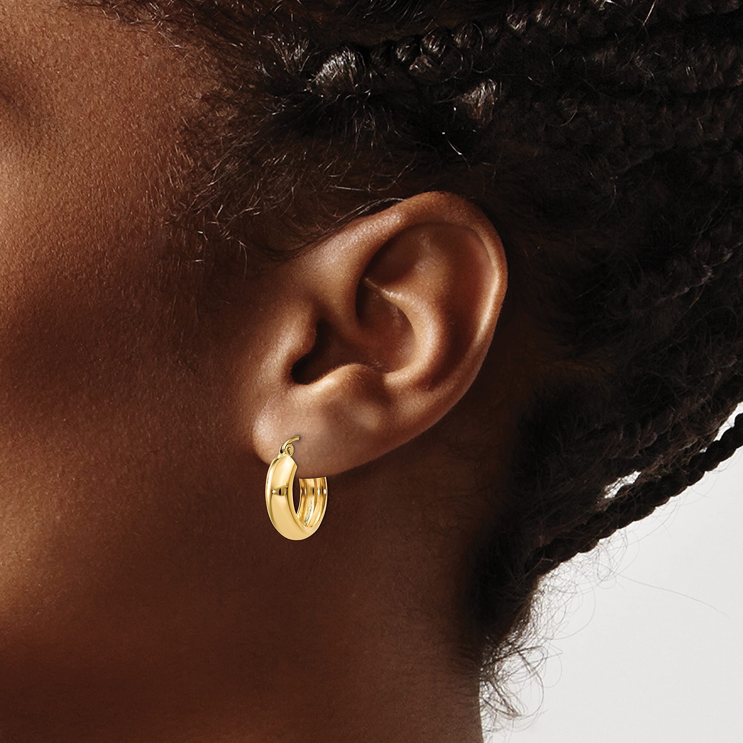 14K Yellow Gold Polished Round Hoop Earrings 4.75mm - 10mm | Classic Dainty Everyday Jewelry for Women, Perfect Gift for Birthday, Anniversary & Special Occasions