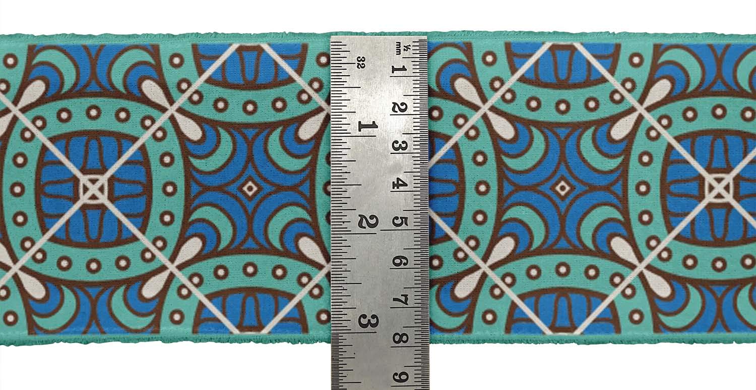 Indian Beautiful Art Blue Floral Ethnic Printed Ribbon Trim - 9 Yard Dupion Fabric Lace for Crafts, Sewing, DIY Accessories (3 Inch Width) - Perfect for Dressmaking, Home Decor & Gift Wrapping