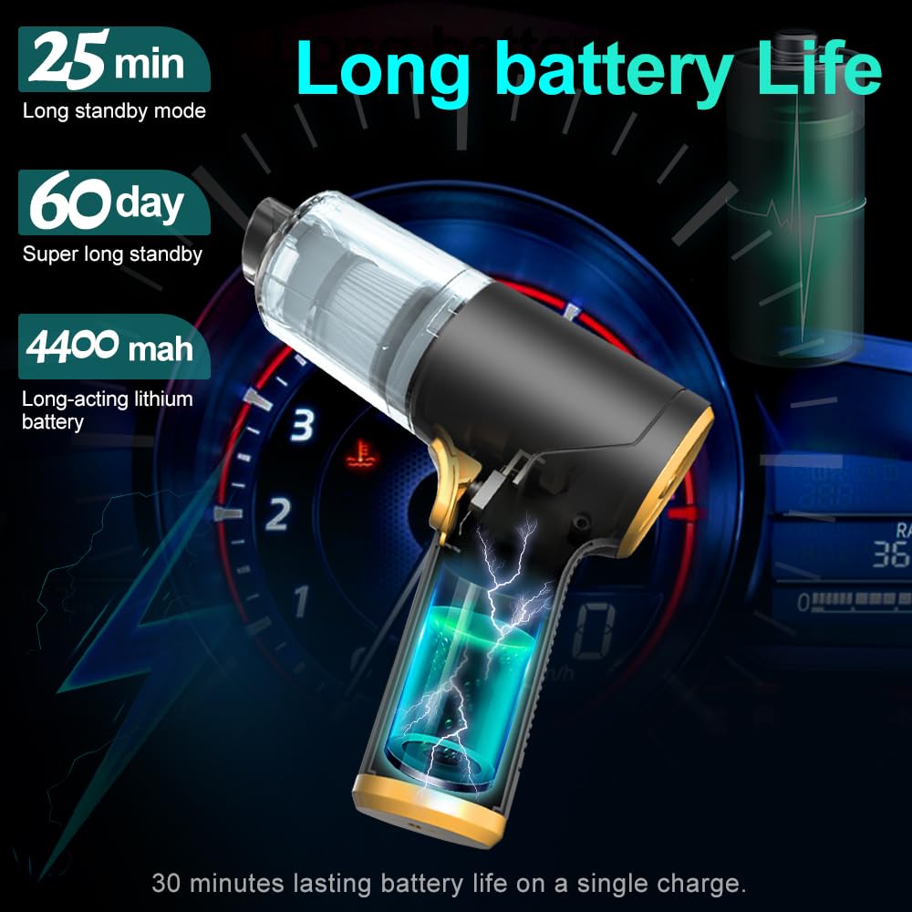 9000PA Cordless Rechargeable Car Vacuum Cleaner with Compressed Air Duster - Powerful Handheld Vacuum for Car Detailing, Home & Office Cleaning - Perfect for Pet Hair, Crumbs & Dust Removal