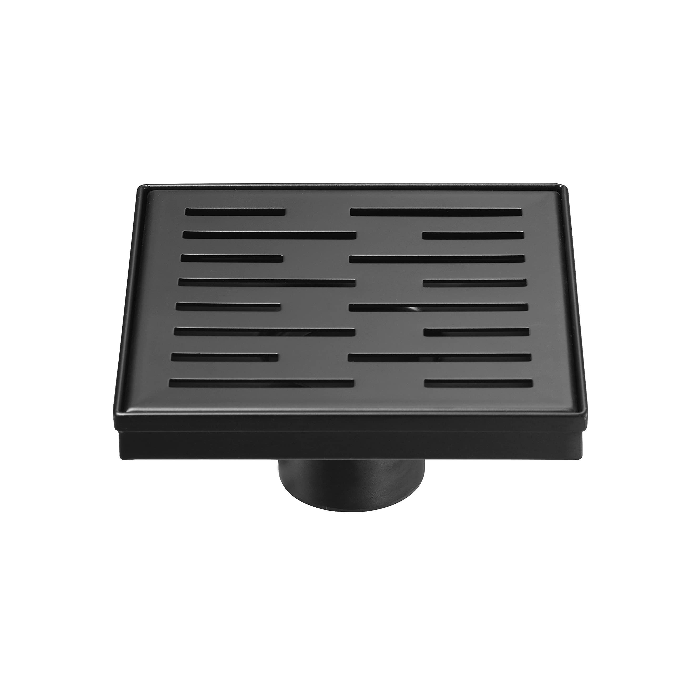 4 Inch Square Shower Drain with Removable Grate - Matte Black 304 Stainless Steel Floor Drain with Hair Strainer & Adjustable Leveling Feet | Bathroom Remodel, Wet Room & Shower Installation Accessory