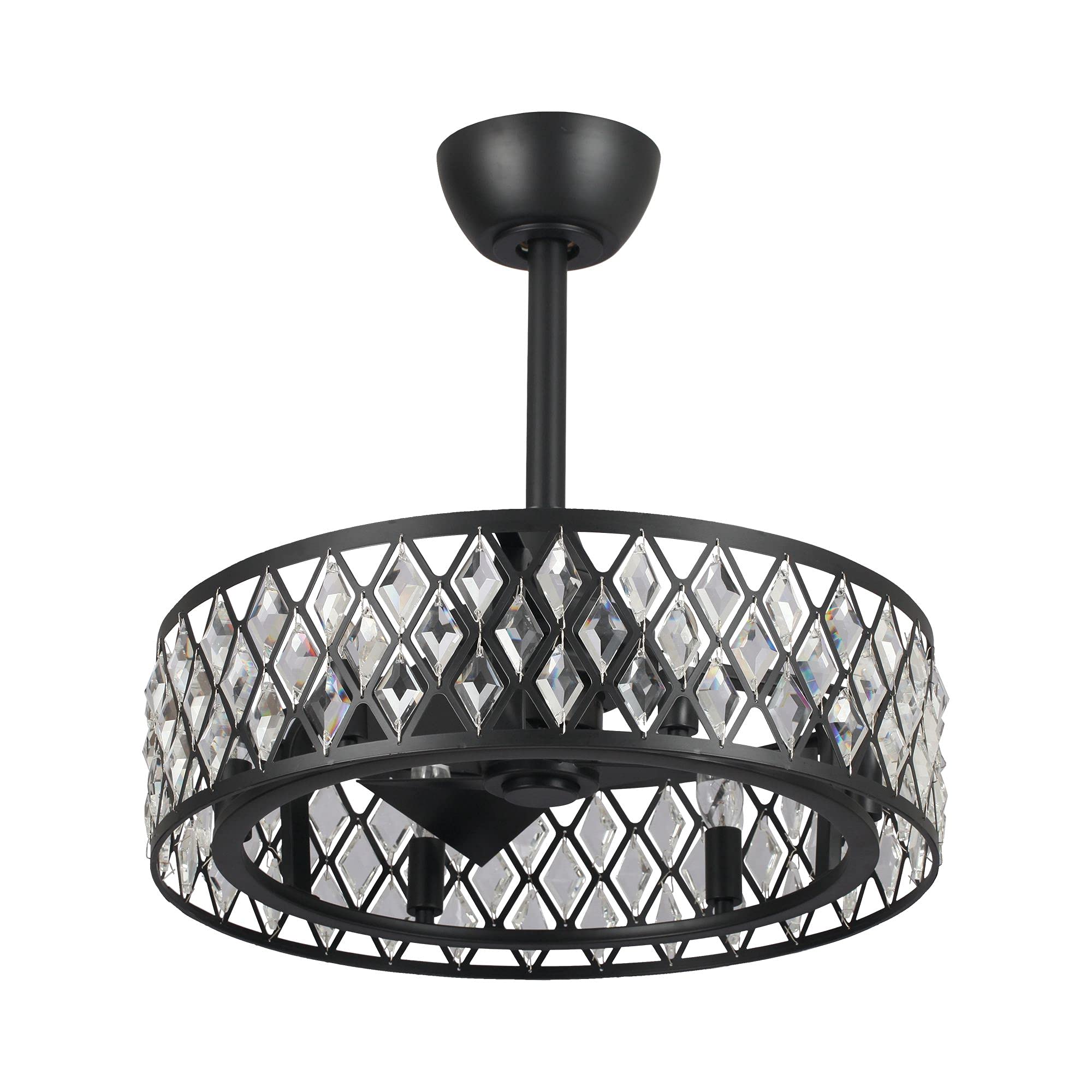 Parrot Uncle 20 Inch Black Caged Ceiling Fan with Light & Remote Control - Modern Industrial Style for Bedroom, Living Room & Outdoor Patio