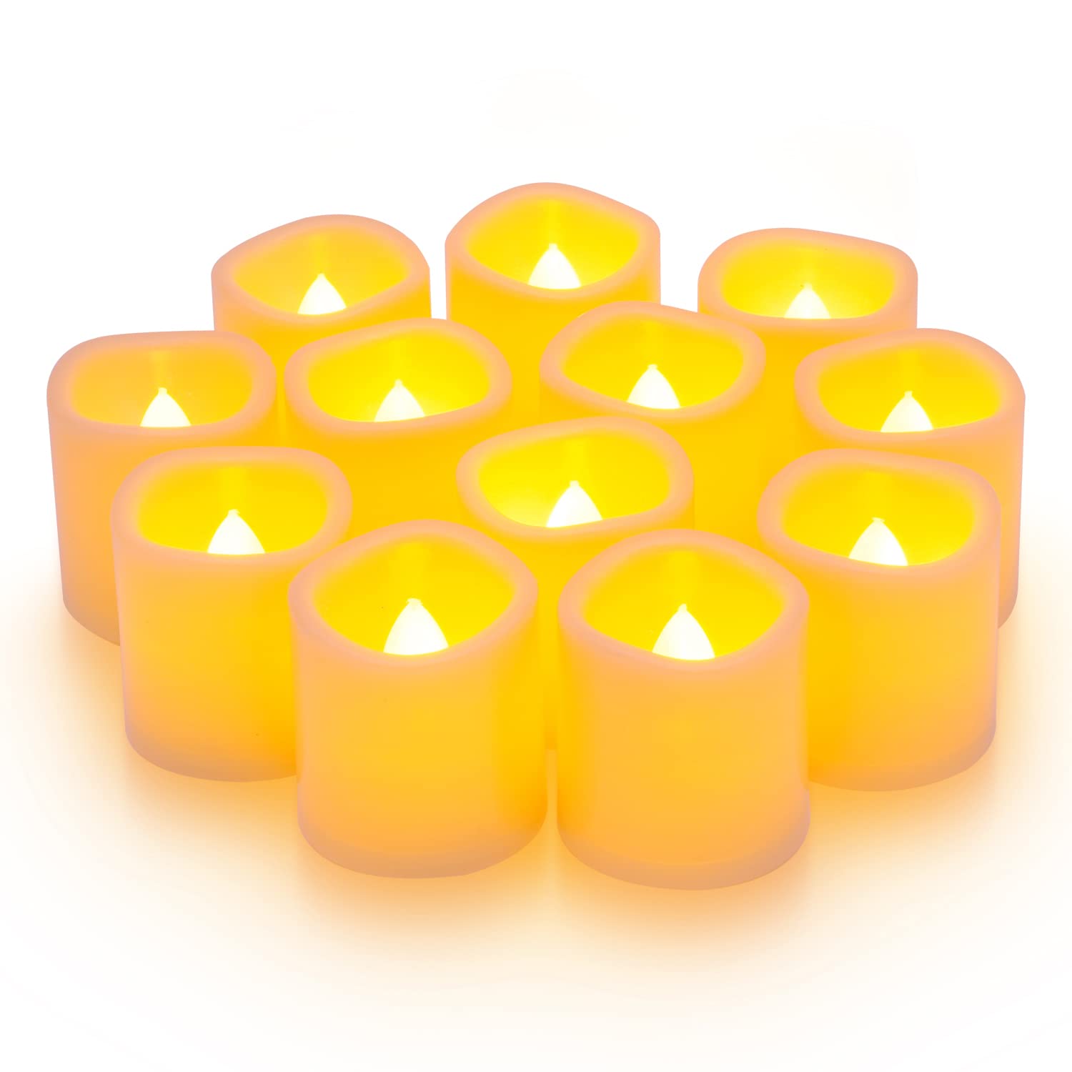 12-Pack Flameless LED Votive Candles with Timer & 24-Pack Waterproof Floating LED Tealights - Battery Operated Fake Candles for Wedding, Party, Home Decor, Spa, and Romantic Ambiance