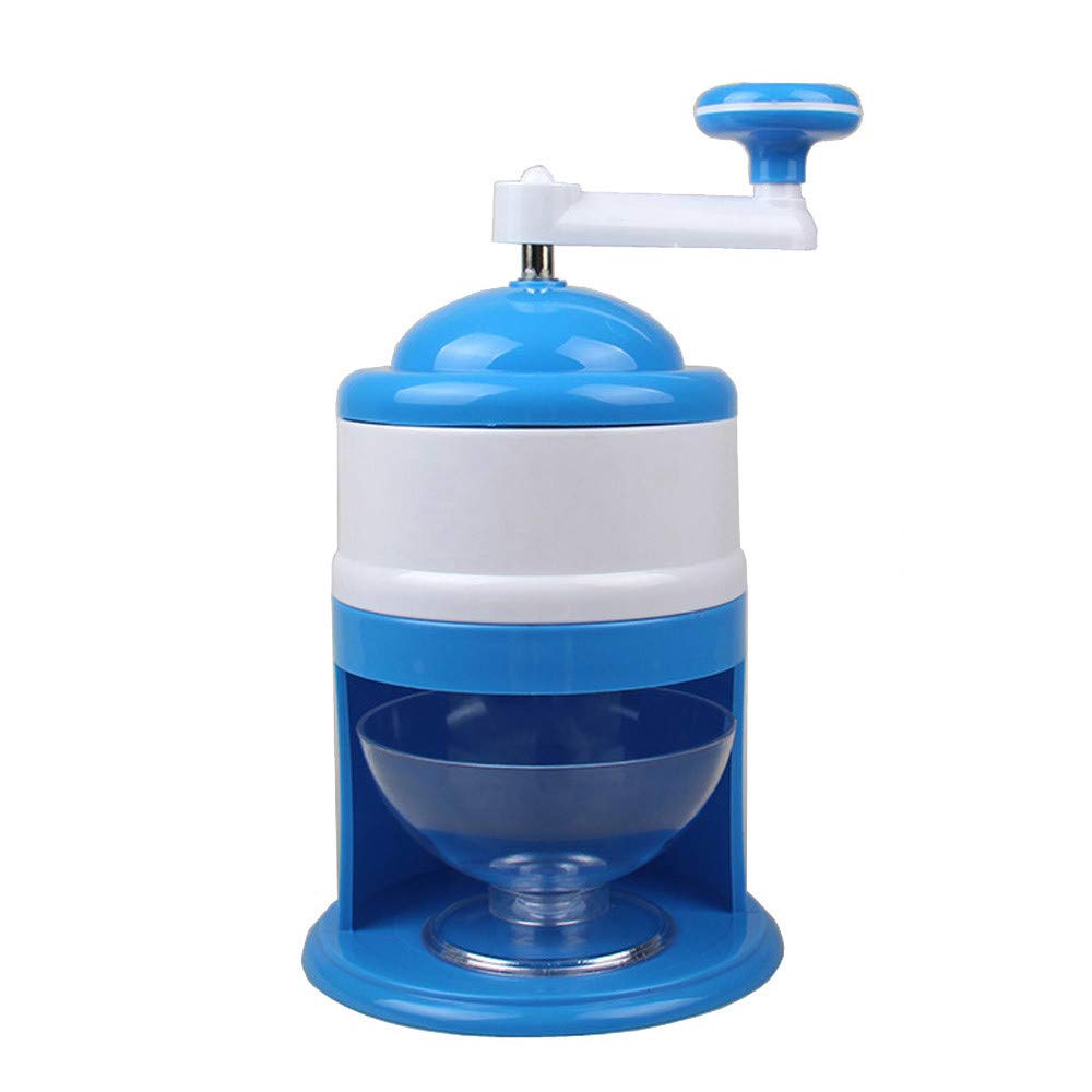 Portable Manual Ice Crusher Machine - Hand Crank Snow Cone Maker for Cocktails, Slushies & Desserts - Blue Kitchen Utensil for Home Bar, Parties & Outdoor Cooking (One Size)