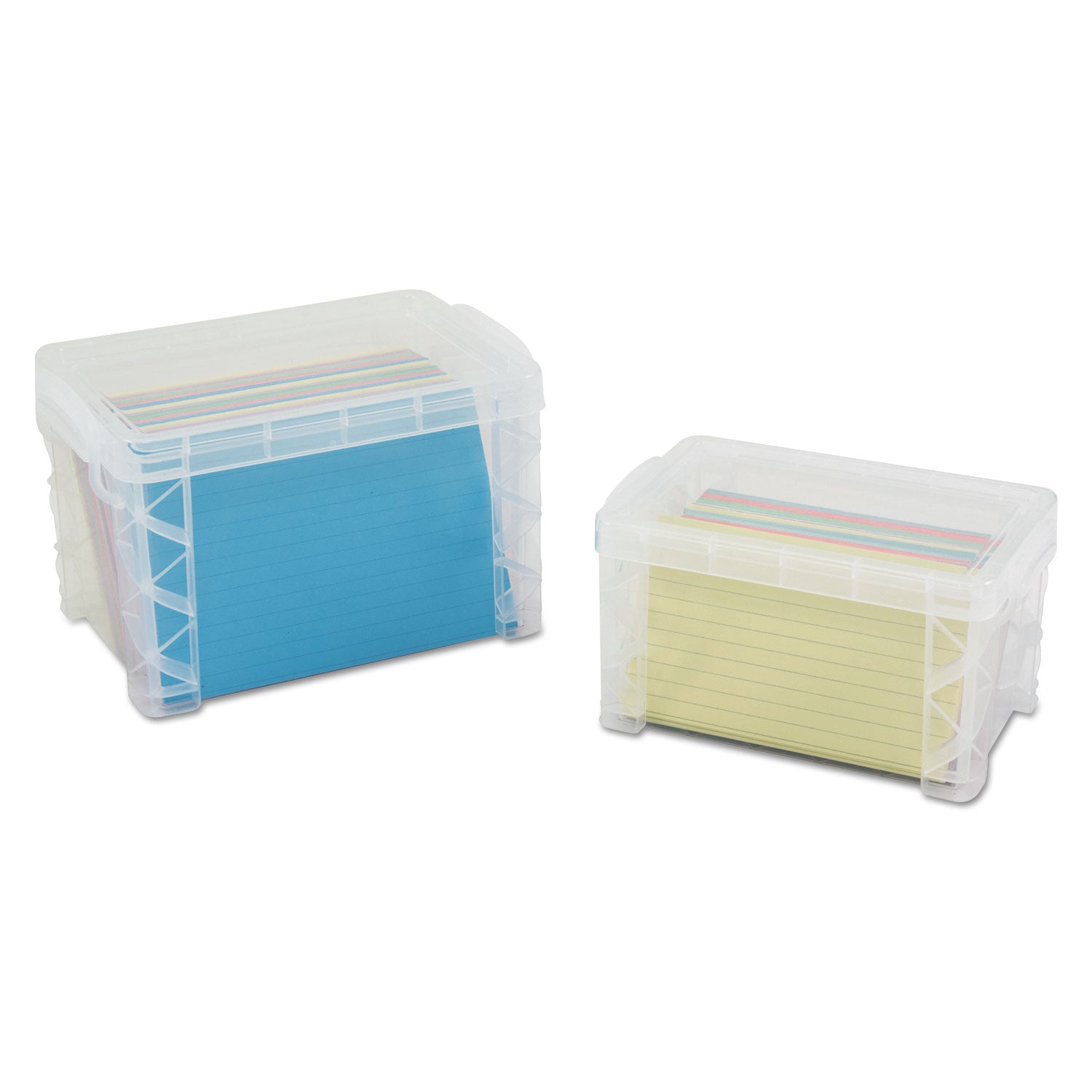 Advantus Super Stacker Storage Boxes - Clear Plastic Organizer for 500 4x6 Index Cards (7.25