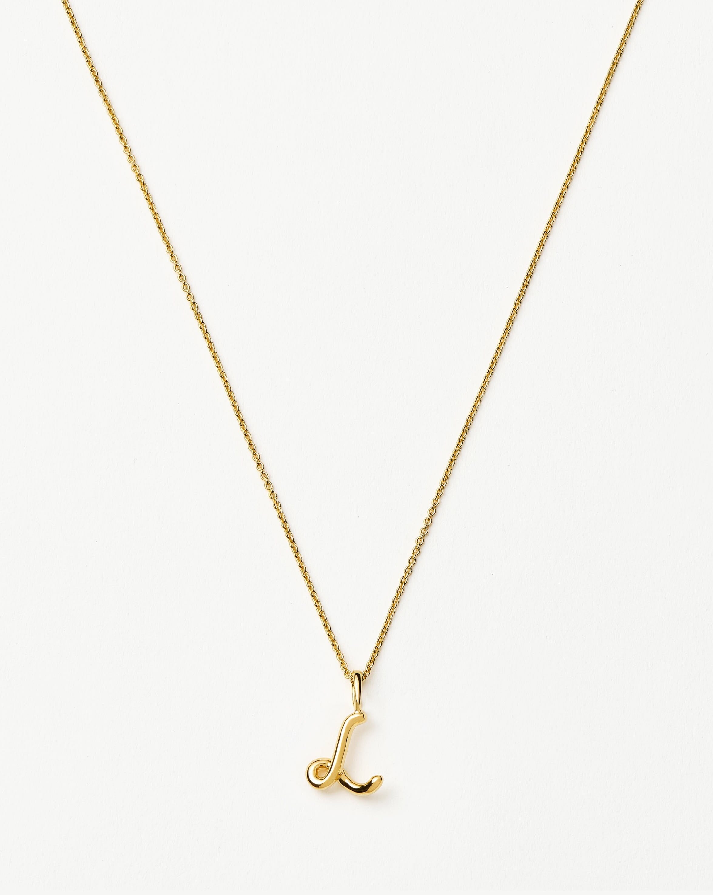 18k Gold Vermeil Curly Molten Mini Initial Necklace - Personalized Name Letter Pendant for Women, Gift for Her, Birthday, Anniversary, Valentine's Day