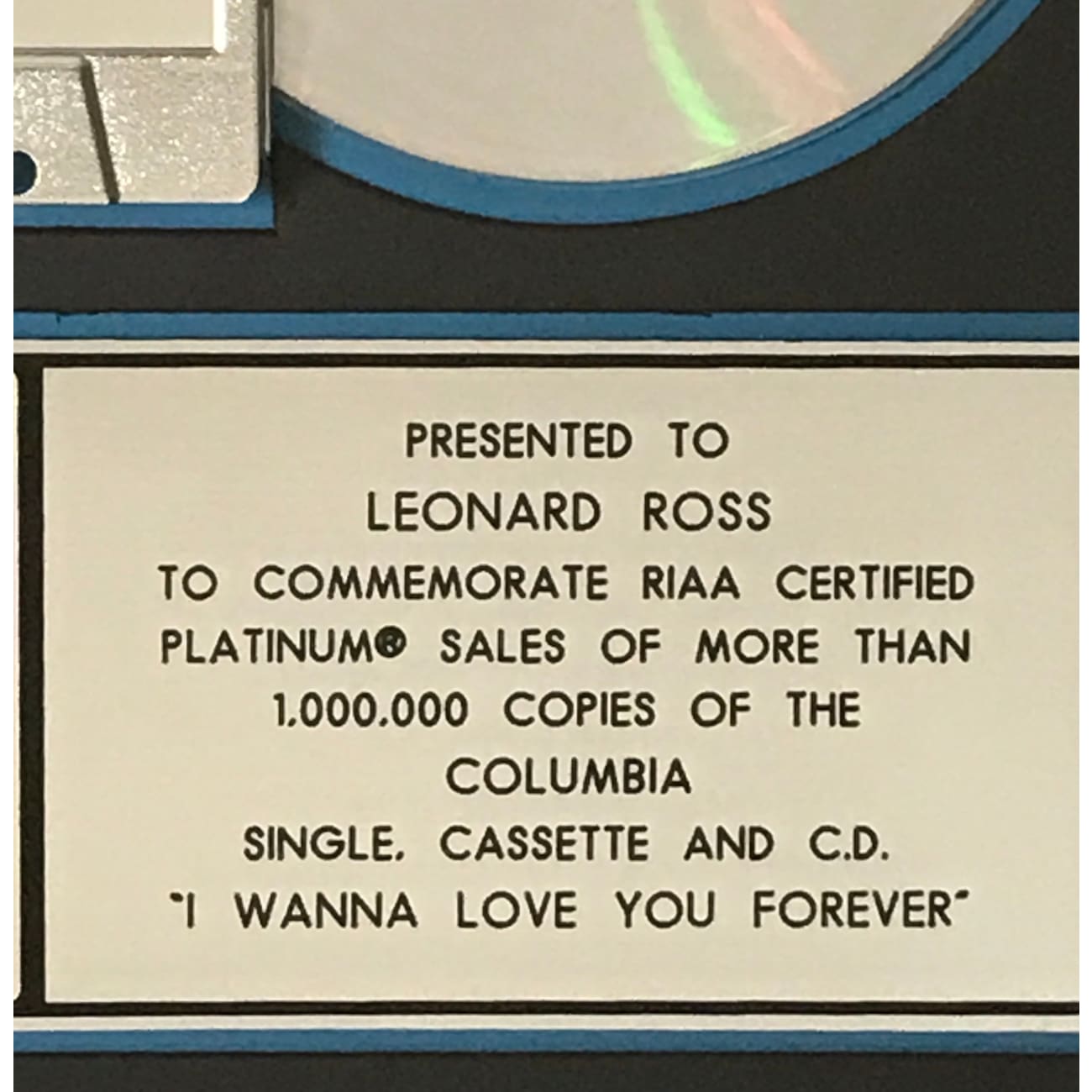 Jessica Simpson 'I Wanna Love You Forever' RIAA Platinum Single Award - Perfect for Music Collectors & Fan Memorabilia Displays