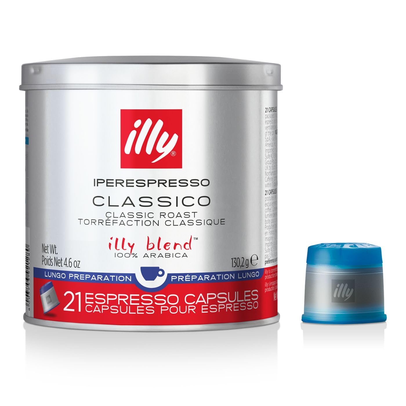 illy iperEspresso Coffee Capsules - Single-Serve Classico Lungo Roast with Caramel Notes - Single Origin Coffee Pods for iperEspresso Machines (21 Count, 6 Pack) - Perfect for Home & Office Espresso Brewing