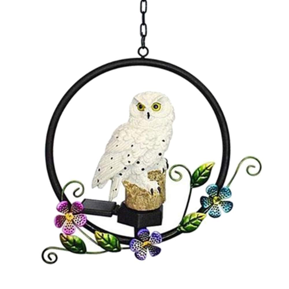 Solar Powered Owl Wind Chime - LED Hanging Night Light for Garden, Yard & Lawn Decor - White Outdoor Decorative Lighting for Patio, Porch & Backyard