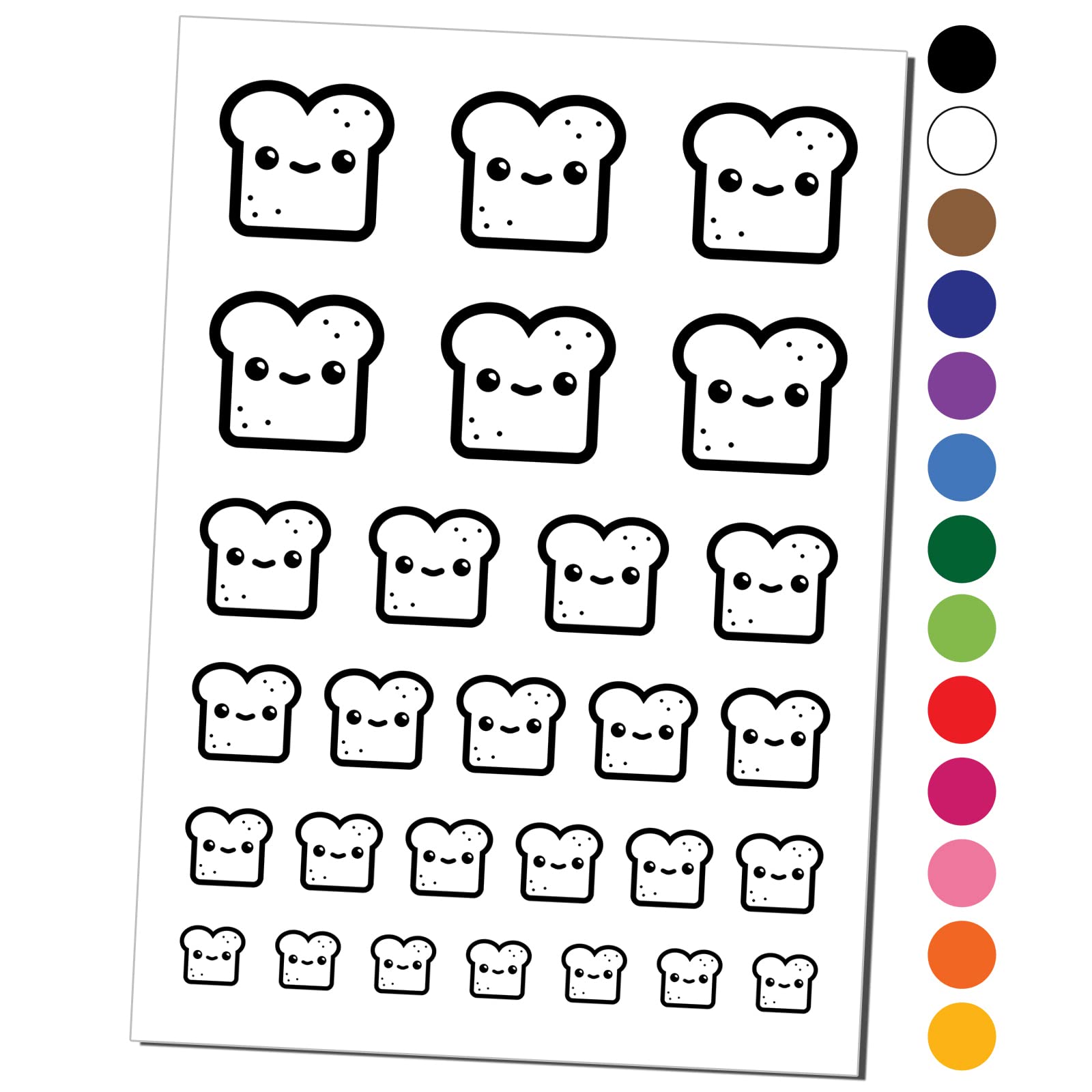 Happy Toast Bread Temporary Tattoo Set - Cute Kawaii Waterproof Fake Body Art Collection (Black, 1 Sheet) | Perfect for Parties, Festivals & Cosplay