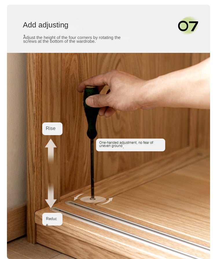 Solid Oak Wood Sliding Door Wardrobe Closet - Modern Storage Solution for Bedroom, Living Room & Office