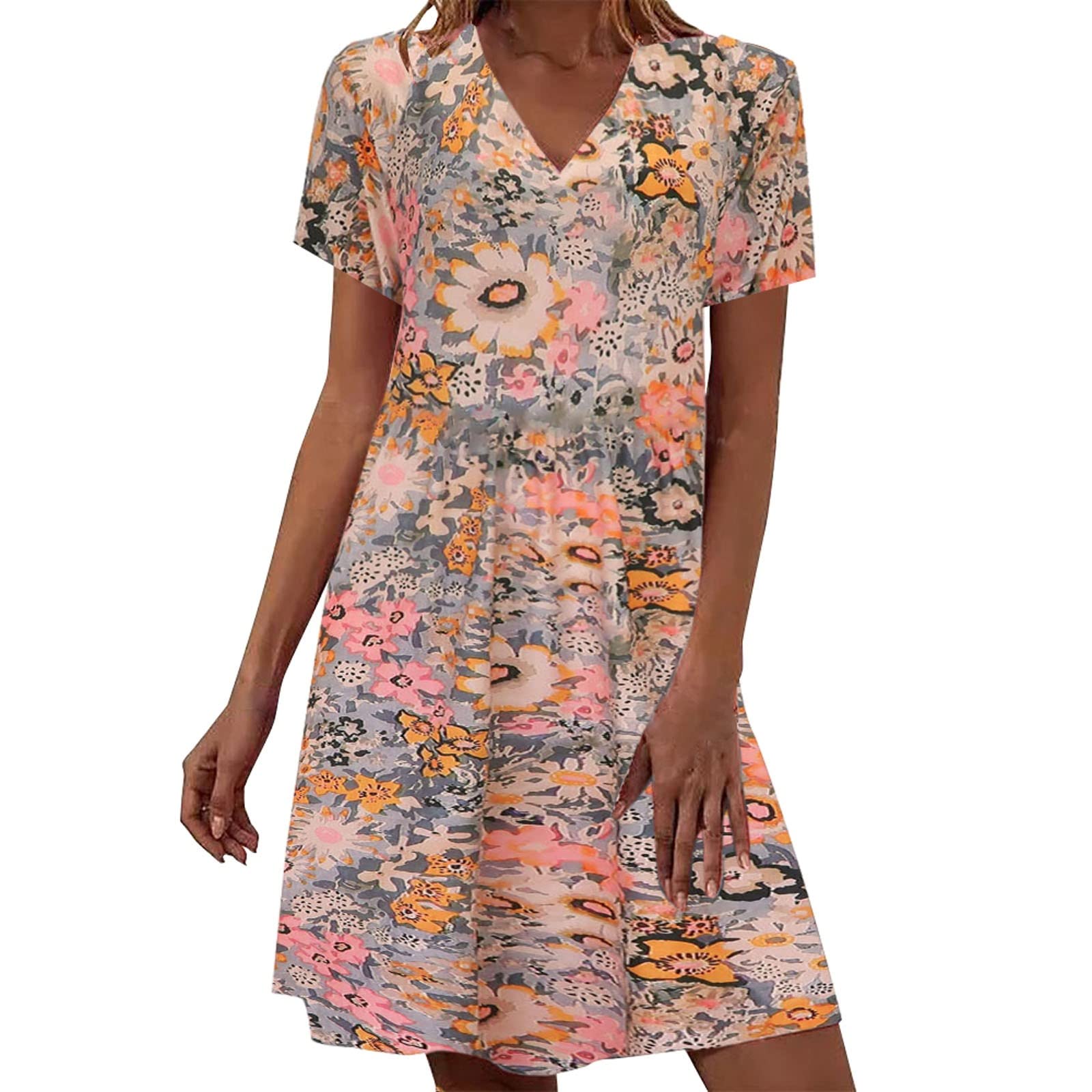 **Women's Summer Casual T-Shirt Dress - Short Sleeve Cotton Dress for Women 2023 | Beach, Vacation & Everyday Wear**