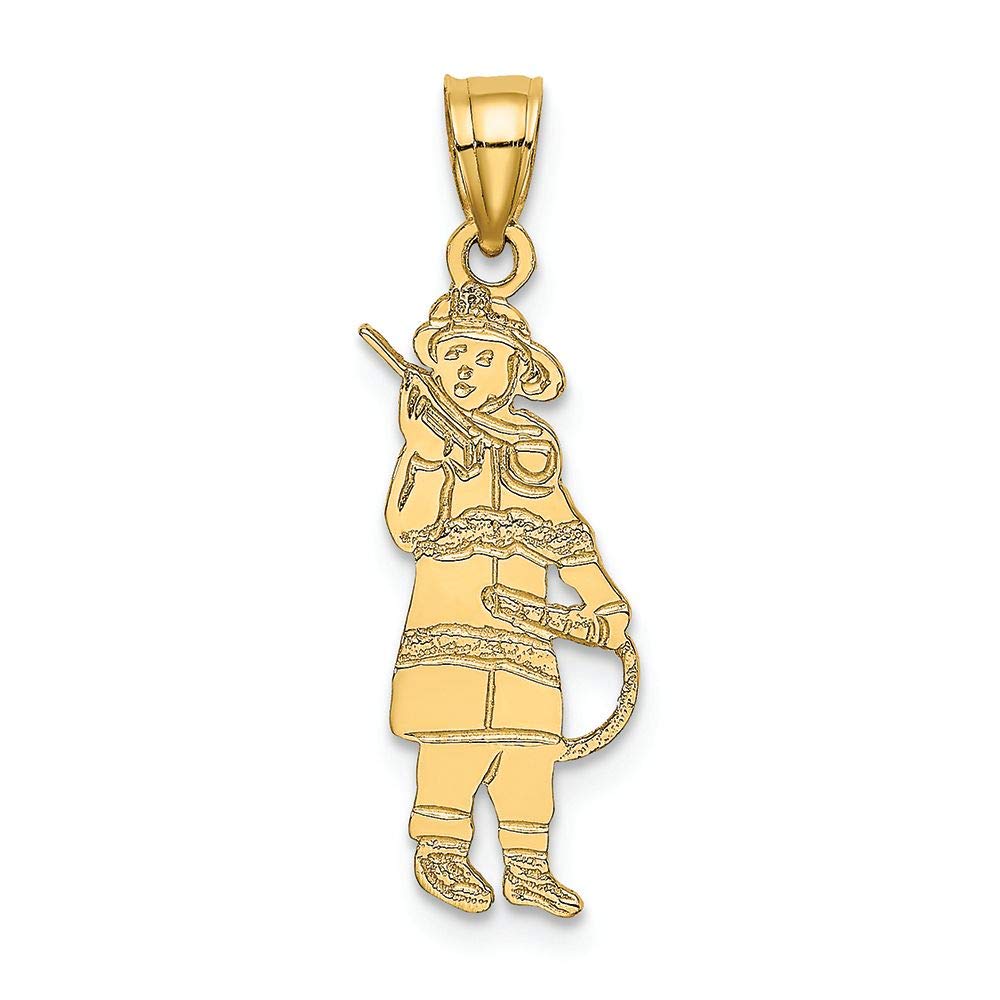 FJC Finejewelers 14K Yellow Gold Fireman with Hose Charm Pendant - Perfect for Firefighter Gifts, First Responder Appreciation & Jewelry Collectors