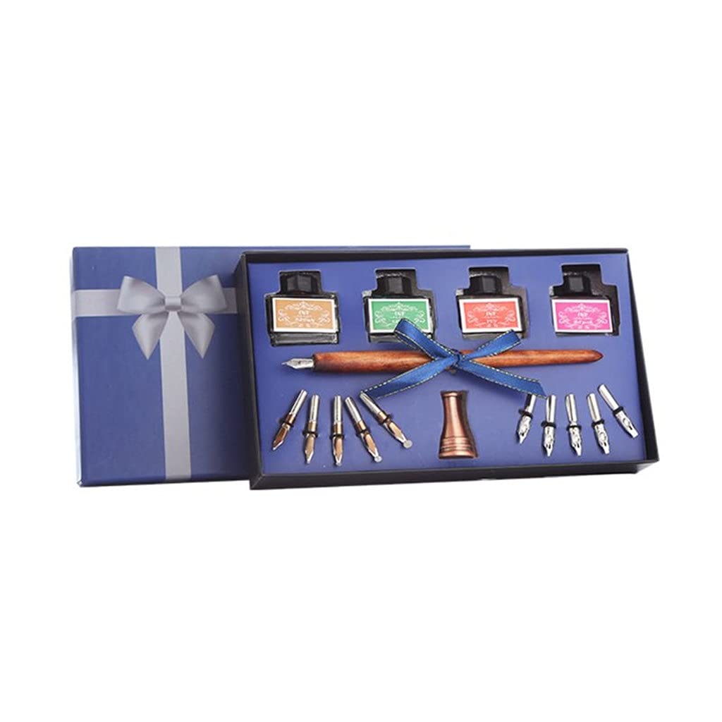BGSFB Wooden Calligraphy Dip Pen Set with Ink Nibs - Elegant Hook Line Signature Fountain Pens for Office, School & Gift (Color A) | Perfect for Hand Lettering, Wedding Invitations & Artistic Writing