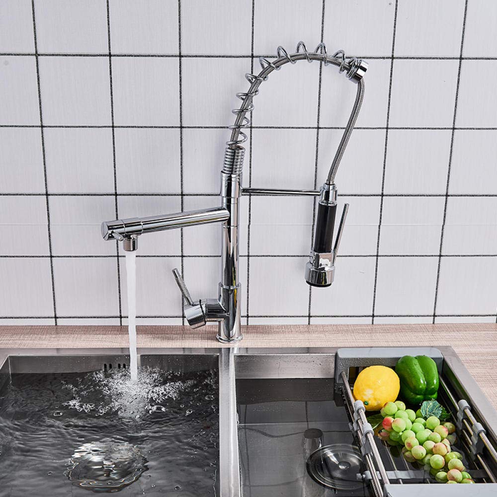 360° Rotating Deck Mount Kitchen Sink Faucet with Hot and Cold Water Mixer - Perfect for Modern Kitchens and Bathroom Vanities