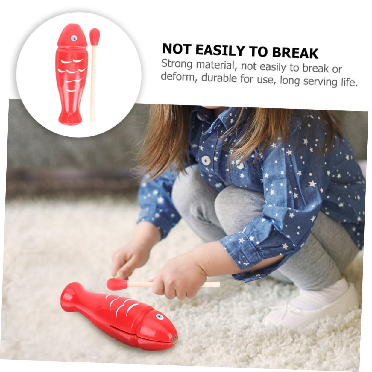 Hohopeti Small Wooden Fish Musical Toy Set for Toddlers - Kids Musical Instrument with Lights - Perfect for Early Learning, Sensory Play & Birthday Gifts