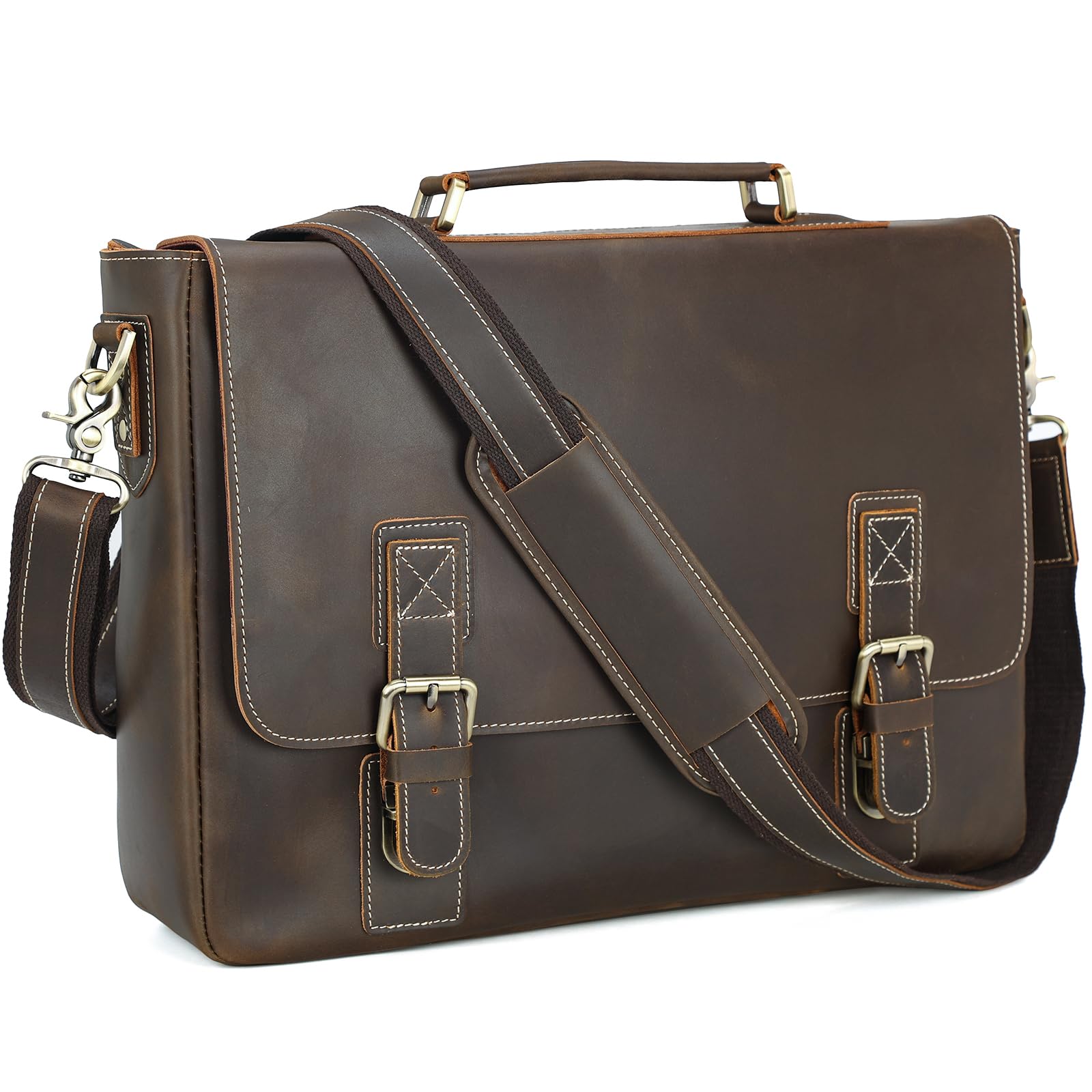 Polare Vintage Full Grain Leather Tote Briefcase - 16