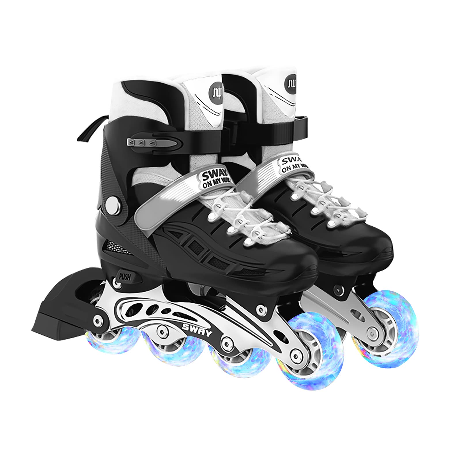 Adjustable Inline Skates for Kids & Adults - ABEC-7 Bearings, LED Flash Wheels - Men's & Women's Rollerblades for Outdoor Fitness, Recreation & Family Fun