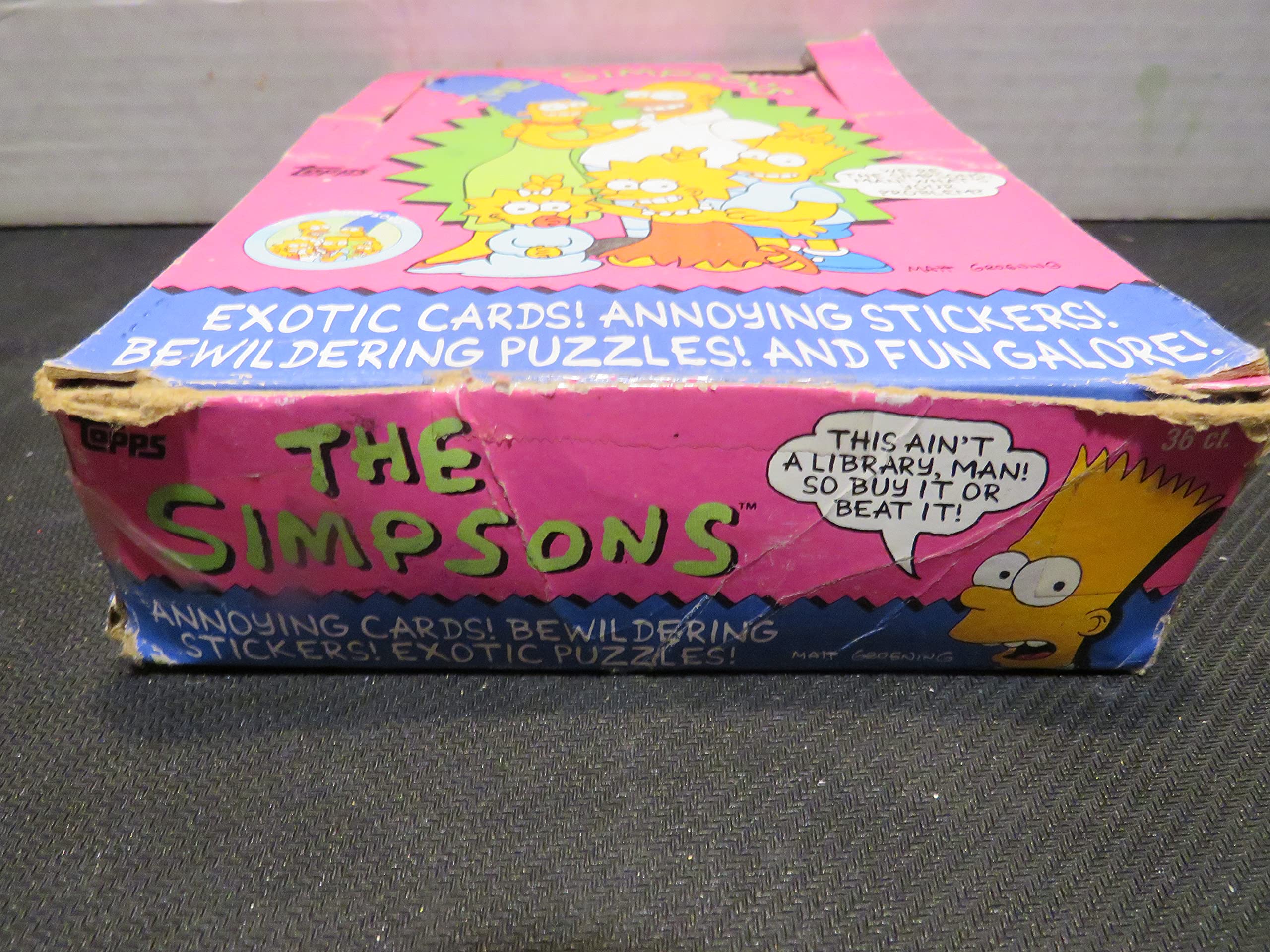 Vintage 1990 Topps The Simpsons Trading Cards Box - Near Mint Packs with Scotch Tape (Collectible TV Show Memorabilia for Display & Trading)
