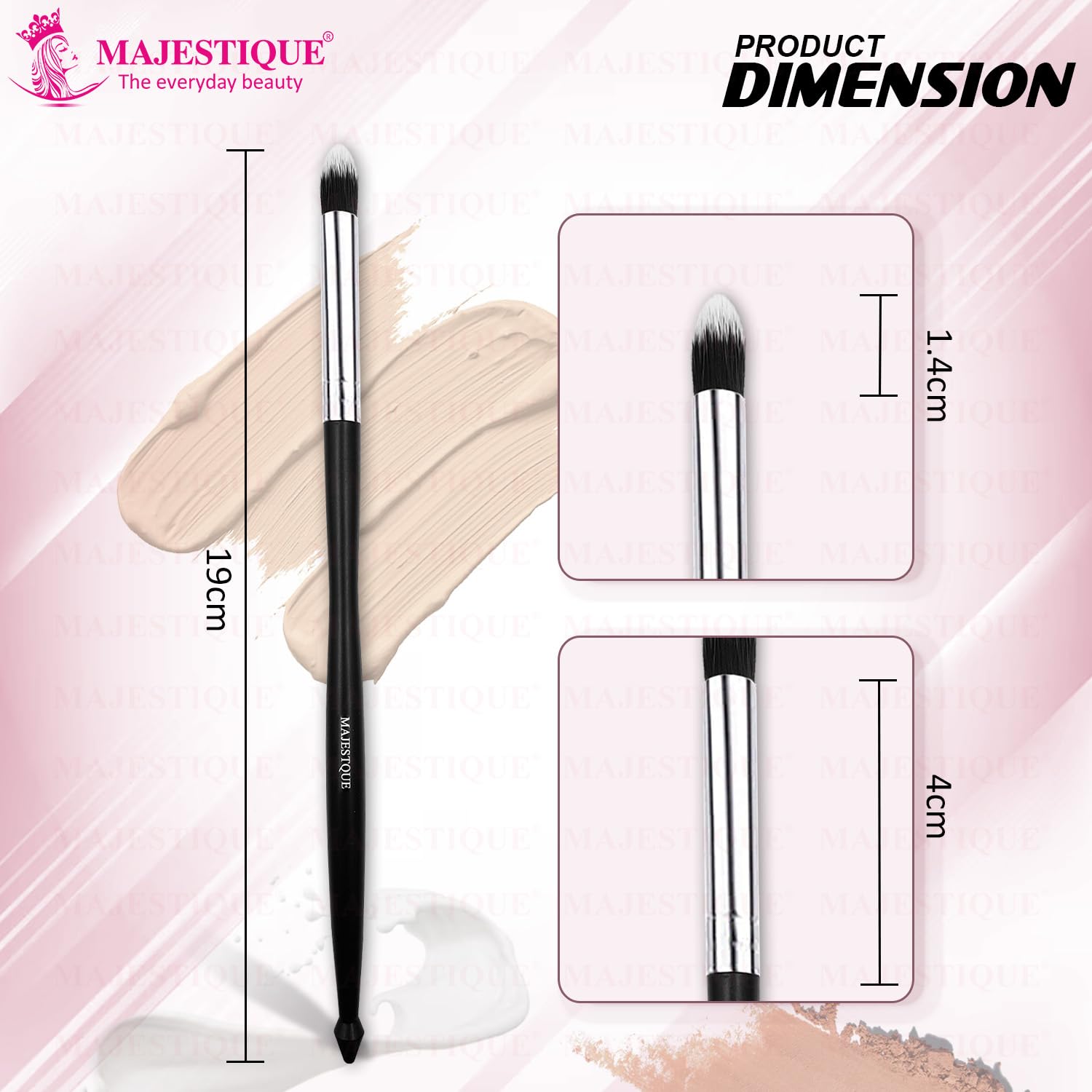 Majestique Premium Eyeshadow Filler Brush - Professional Makeup Brush for Powder, Cream, Gel & Wax - Natural Looking Brows All Day - Jet Black Eye Blending Brush for Women & Girls (FC39) - Perfect for Everyday Makeup, Professional Contouring & Special Occasion Looks